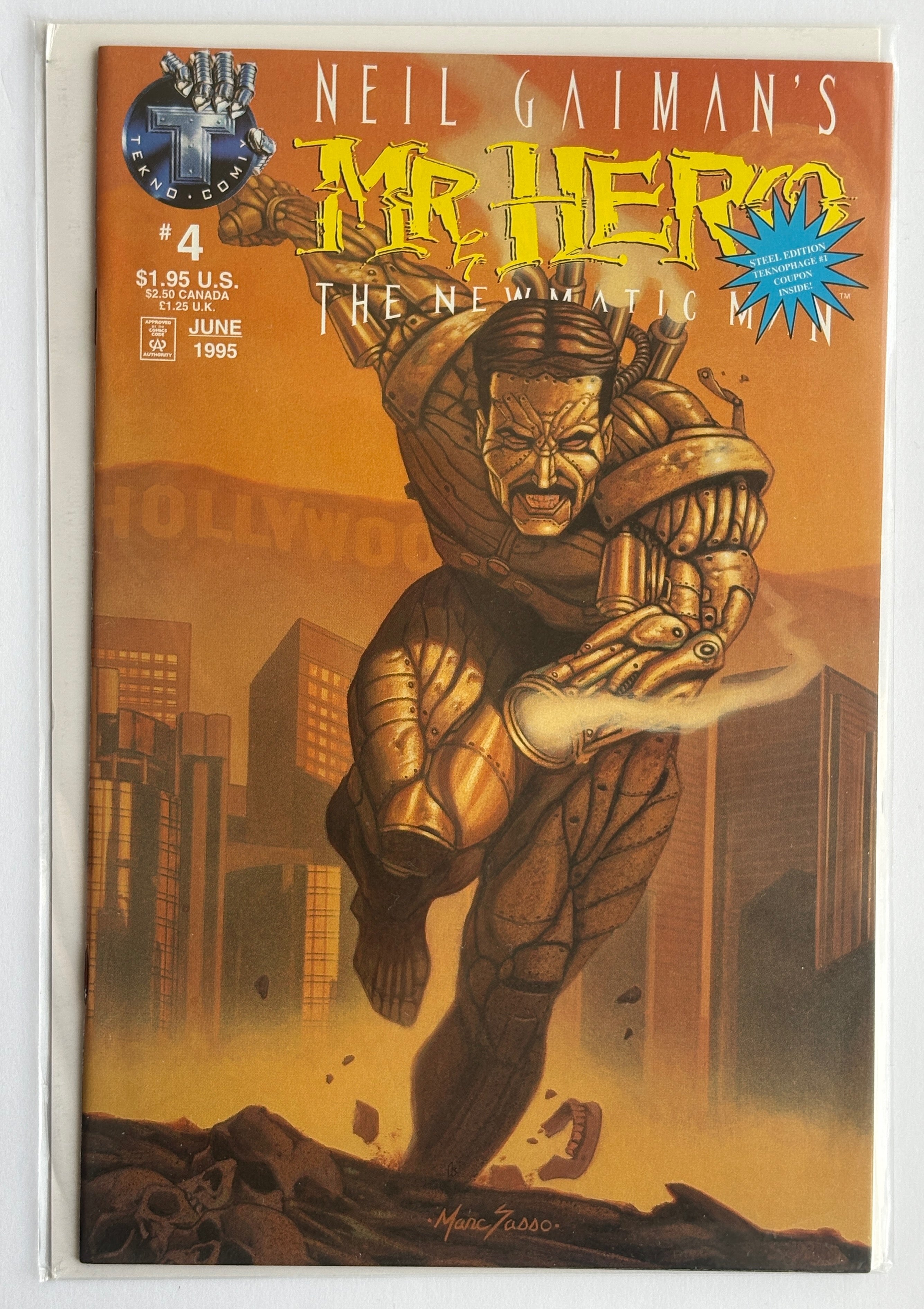 Neil Gaiman's Mr Hero: The Newmatic Man #4 Tekno Comix 1995 (Corroded Staples) VG 4.0