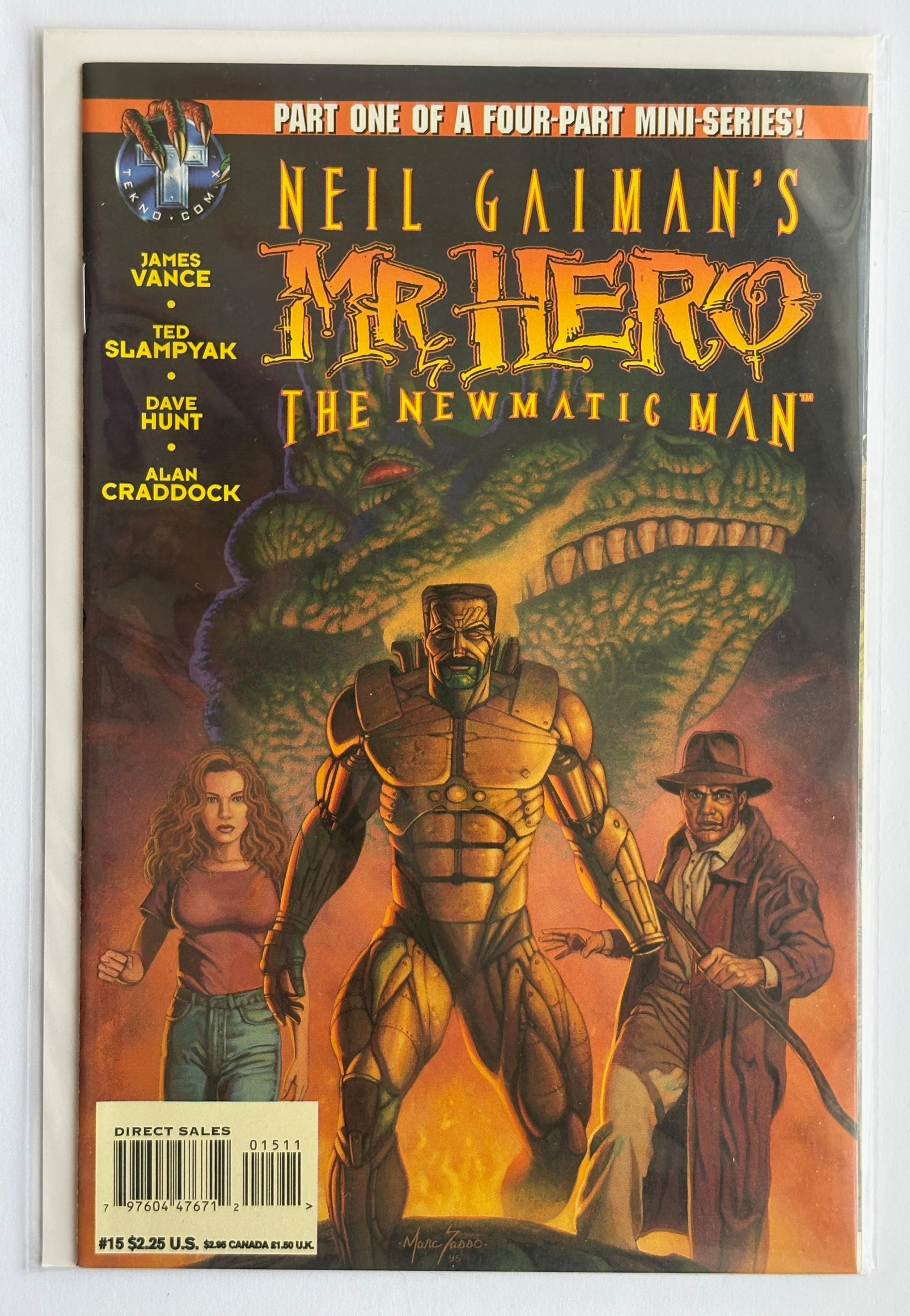 Neil Gaiman's Mr Hero: The Newmatic Man #15 - Tekno Comix  March 1996 VF/NM 9.0