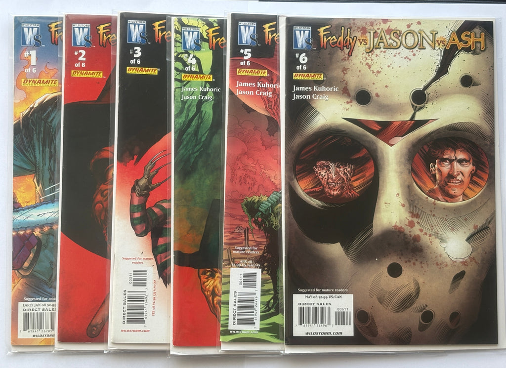 Freddy vs Jason vs Ash (of Army of Darkness) #1 to 6 Set Wildstorm 2008 VF 8.0