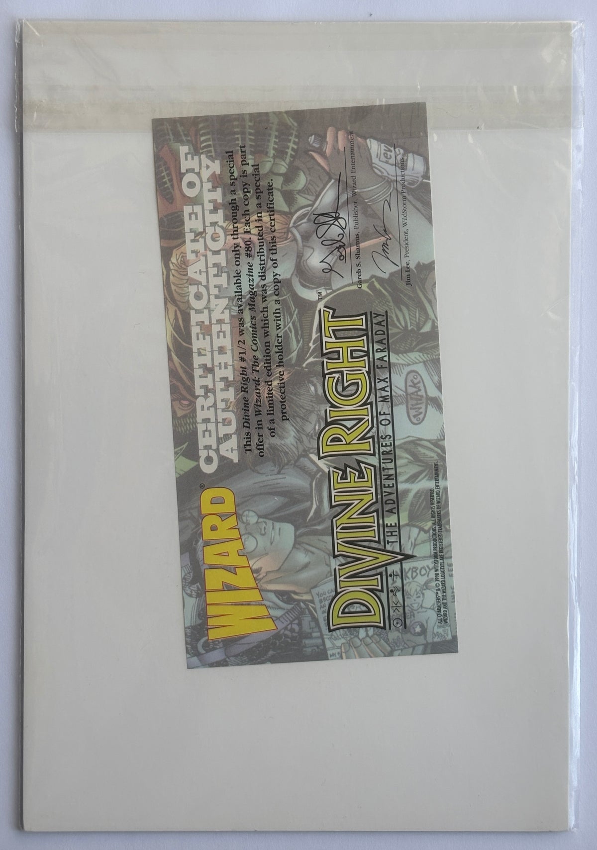 Divine Right #1/2 - 1st Printing with Certificate Wizard July 1998 VF+ 8.5