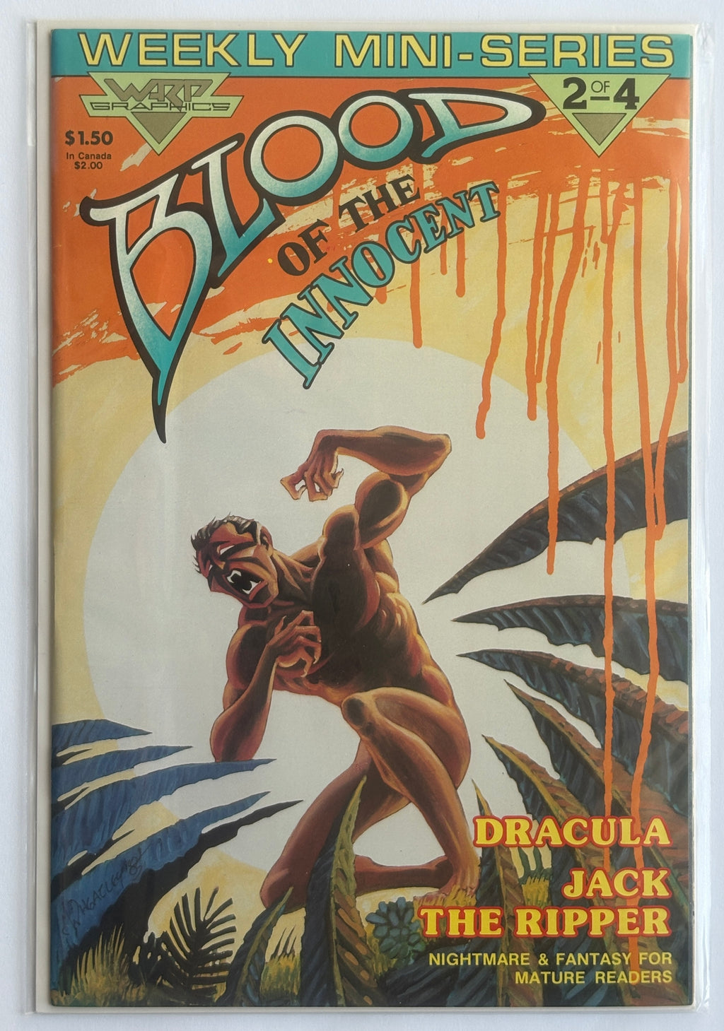 Blood of the Innocent #1 to 4 Complete Set with 4 x B/W Preview Editions Warp Graphics 1985/6