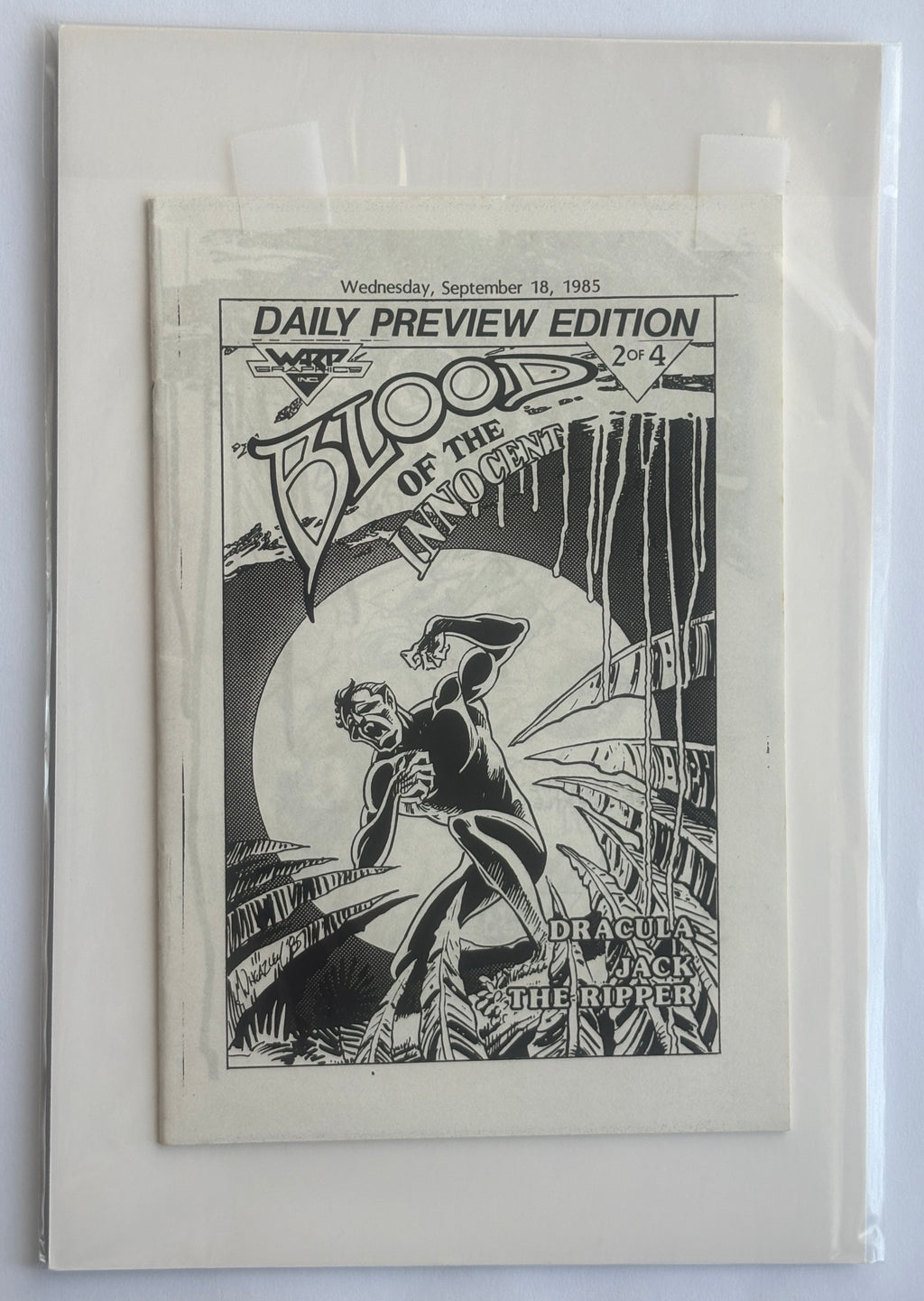 Blood of the Innocent #1 to 4 Complete Set with 4 x B/W Preview Editions Warp Graphics 1985/6