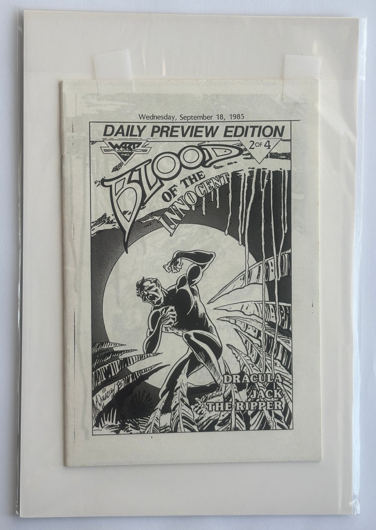 Blood of the Innocent #1 to 4 Complete Set with 4 x B/W Preview Editions Warp Graphics 1985/6