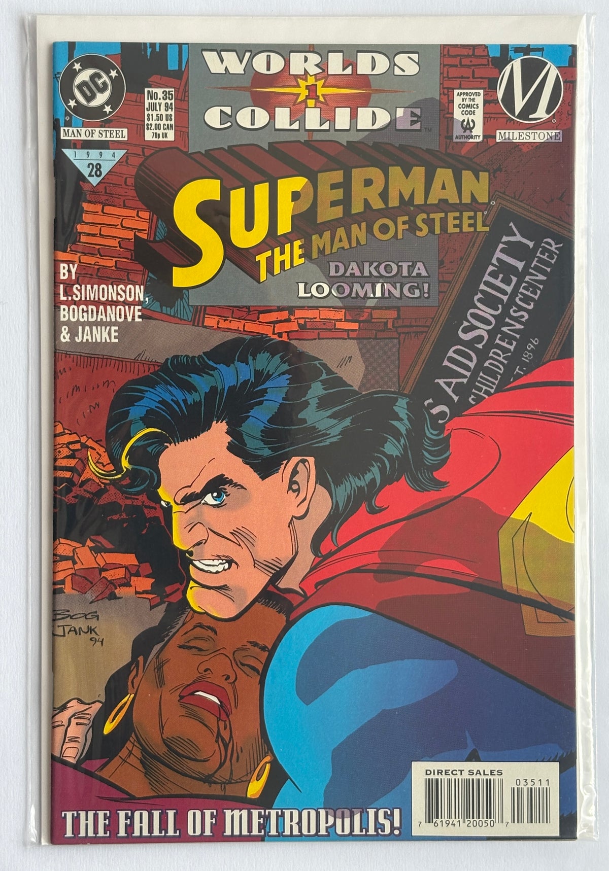 Superman the Man of Steel #35 - World's Collide #1 DC Comics July 1994 VF+ 8.5