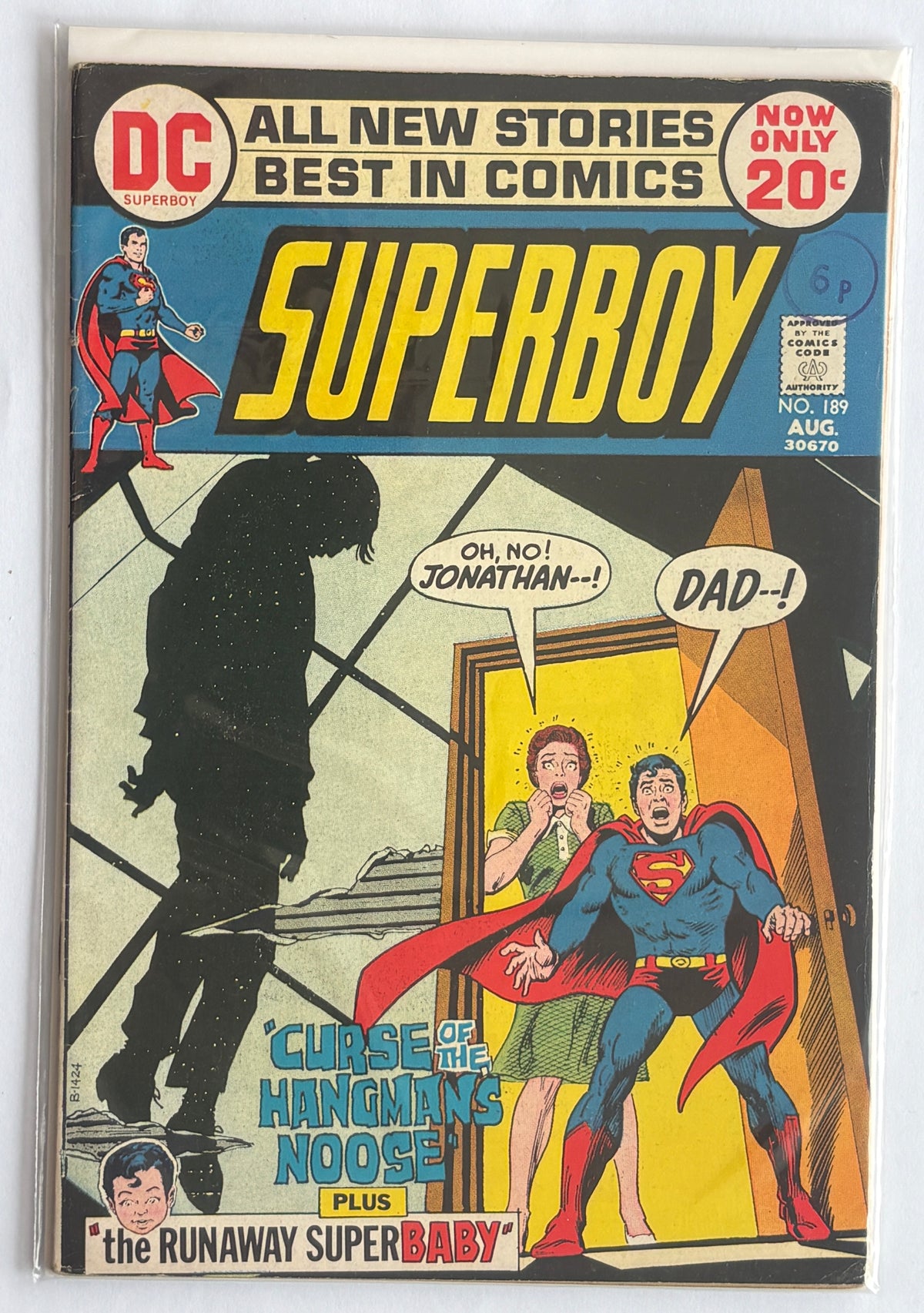 Superboy #189 - Curse of the Hangmans Noose - DC Comics - August 1972 F/VF 7.0