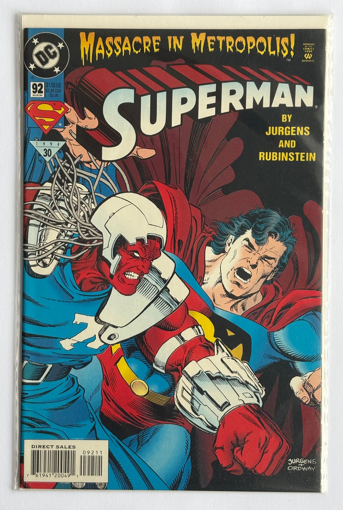 Superman #92 - 1st Printing - DC Comics August 1994 VF+ 8.5