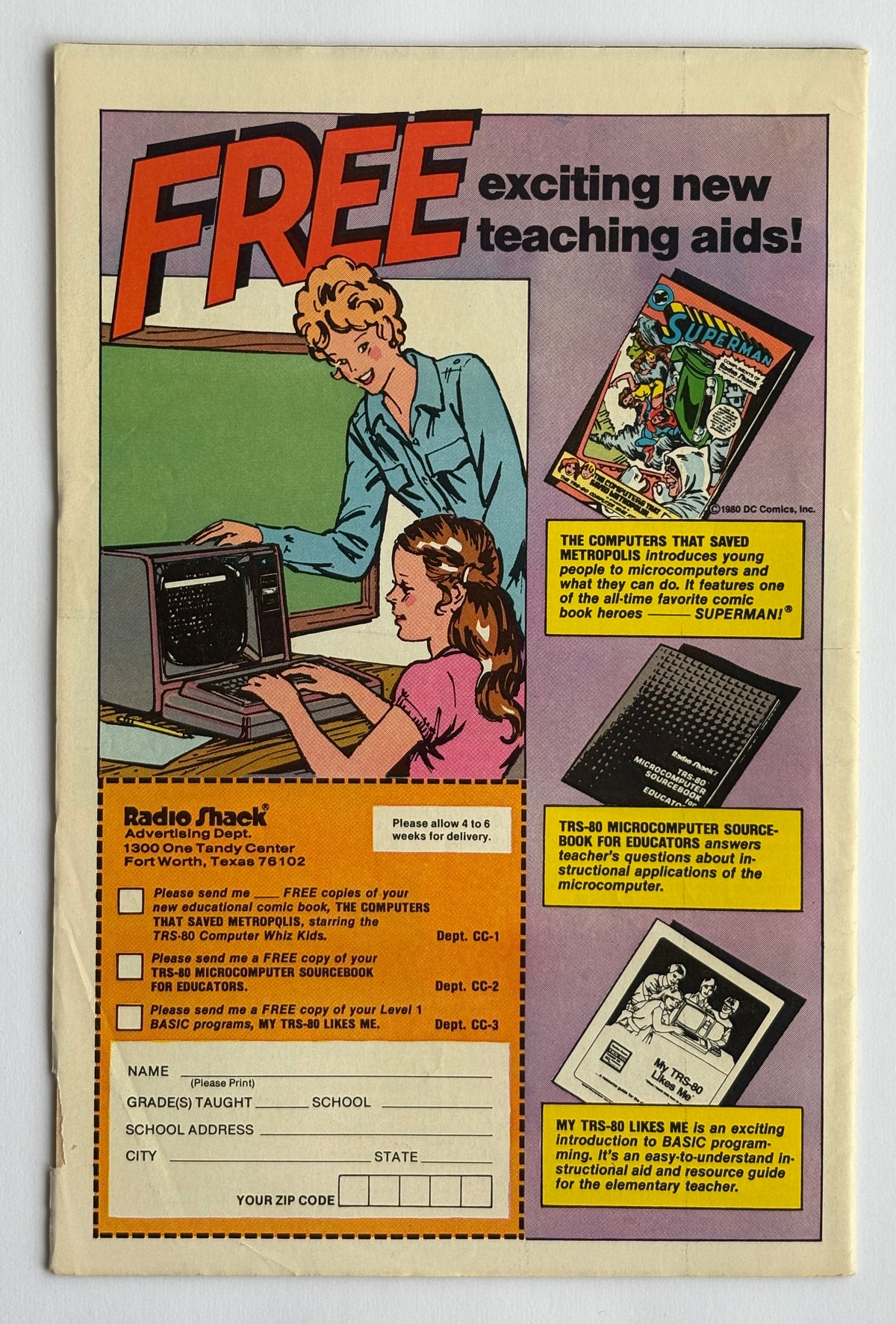 Superman Radio Shack - DC Comics July 1980 FN+ 6.5