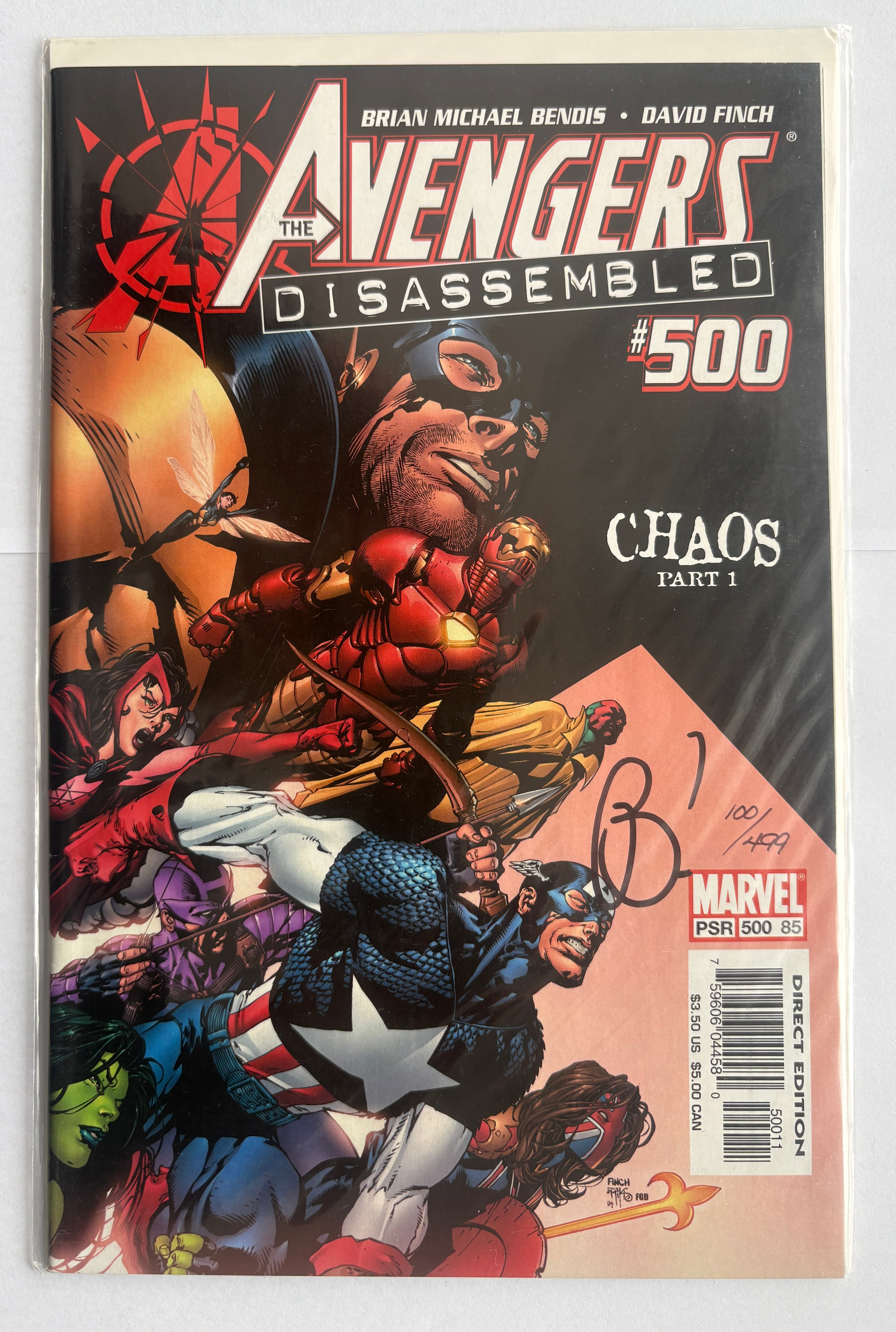 The Avengers #500 - Disassembled - Chaos Part 1 - Marvel September 2004 Signed DF