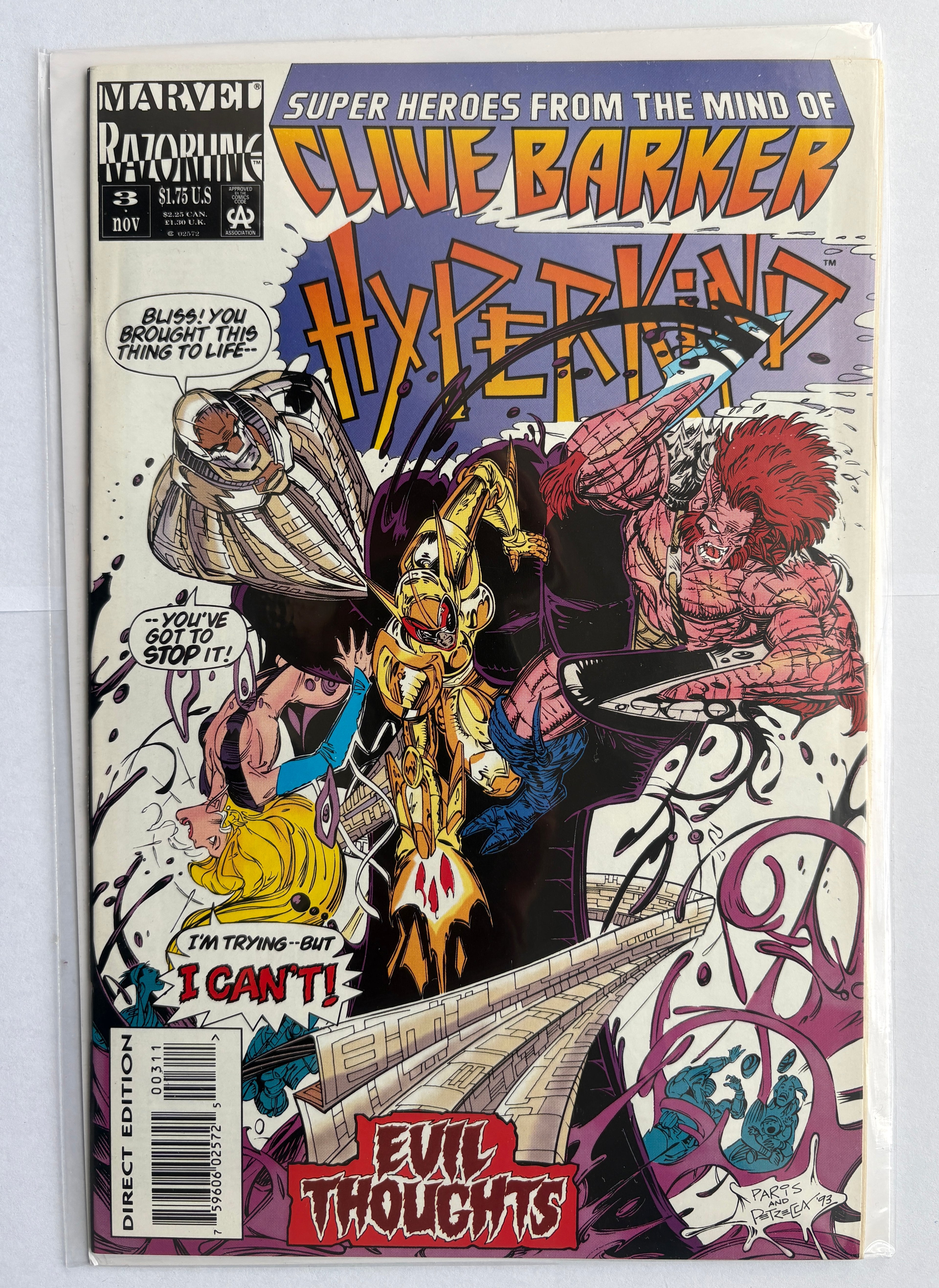 Hyperkind #3 - 1st Printing Clive Barker Marvel Comics November 1993 VF/NM 9.0
