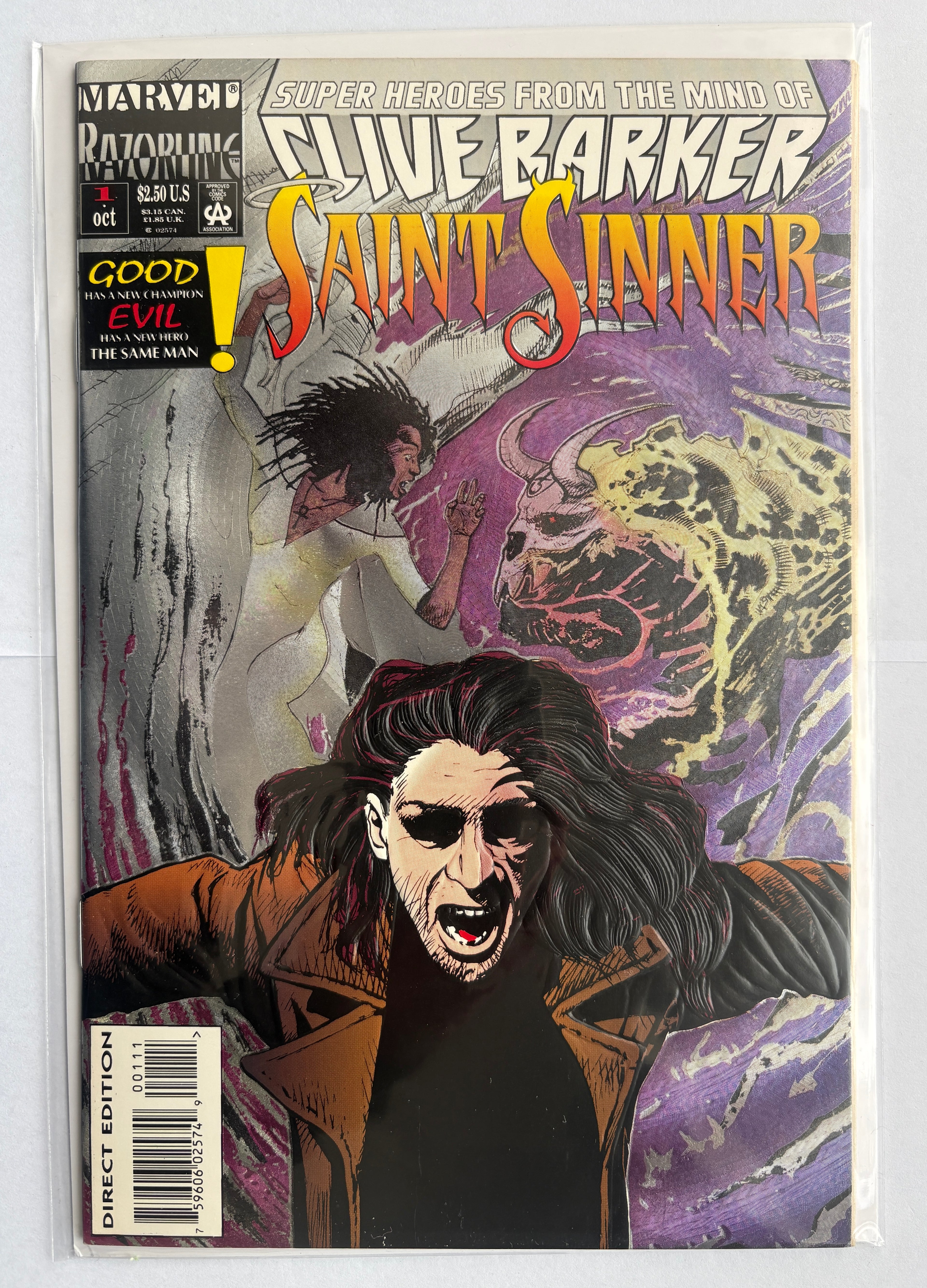 Saint Sinner #1 - 1st Print Embossed Foil Clive Barker Marvel Comics October 1993 VF+ 8.5