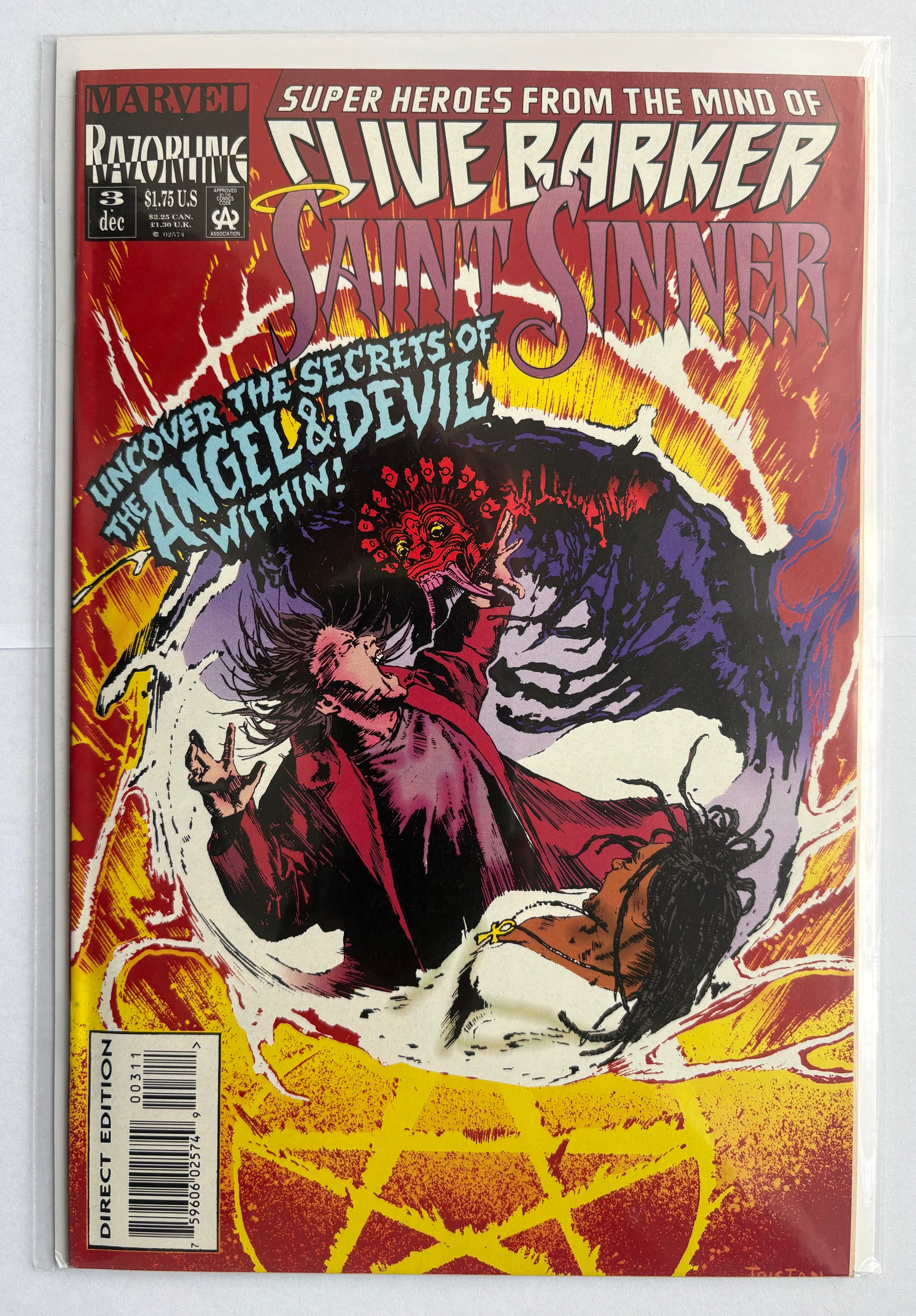 Saint Sinner #3 - 1st Printing Clive Barker Marvel Comics December 1993 VF+ 8.5