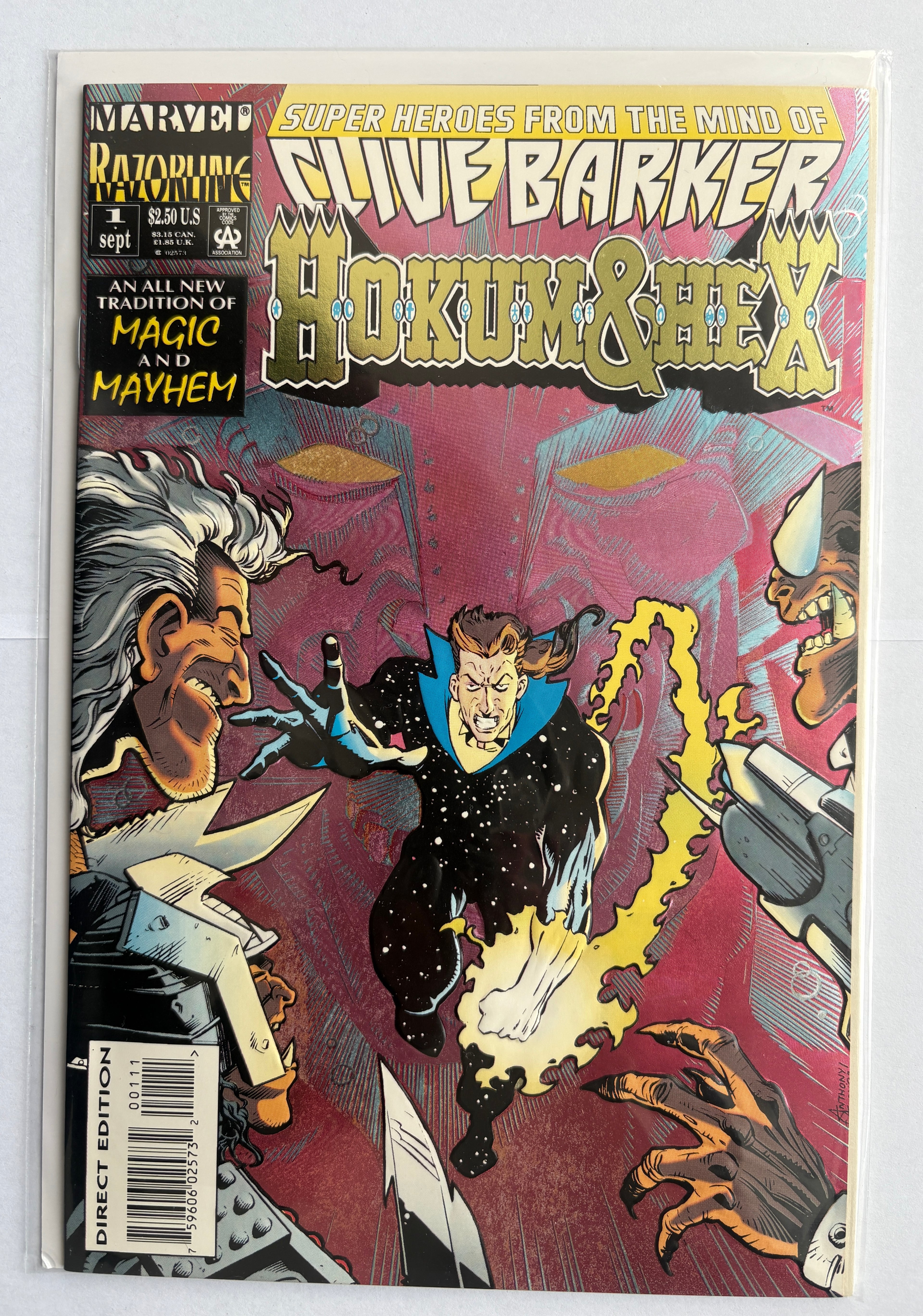 Hokum & Hex #1 - 1st Print Embossed Foil  Clive Barker Marvel Comics Septembe 1993 VF/NM 9.0
