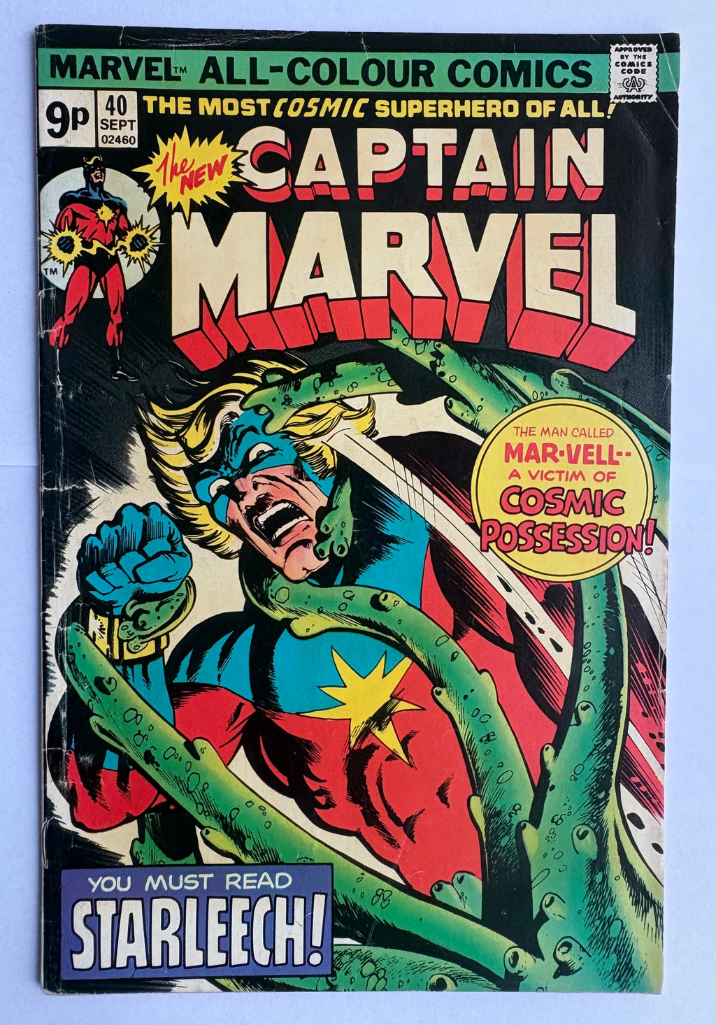Captain Marvel #40 - Marvel Comics - UK Variant - September 1975  VG/FN 5.0