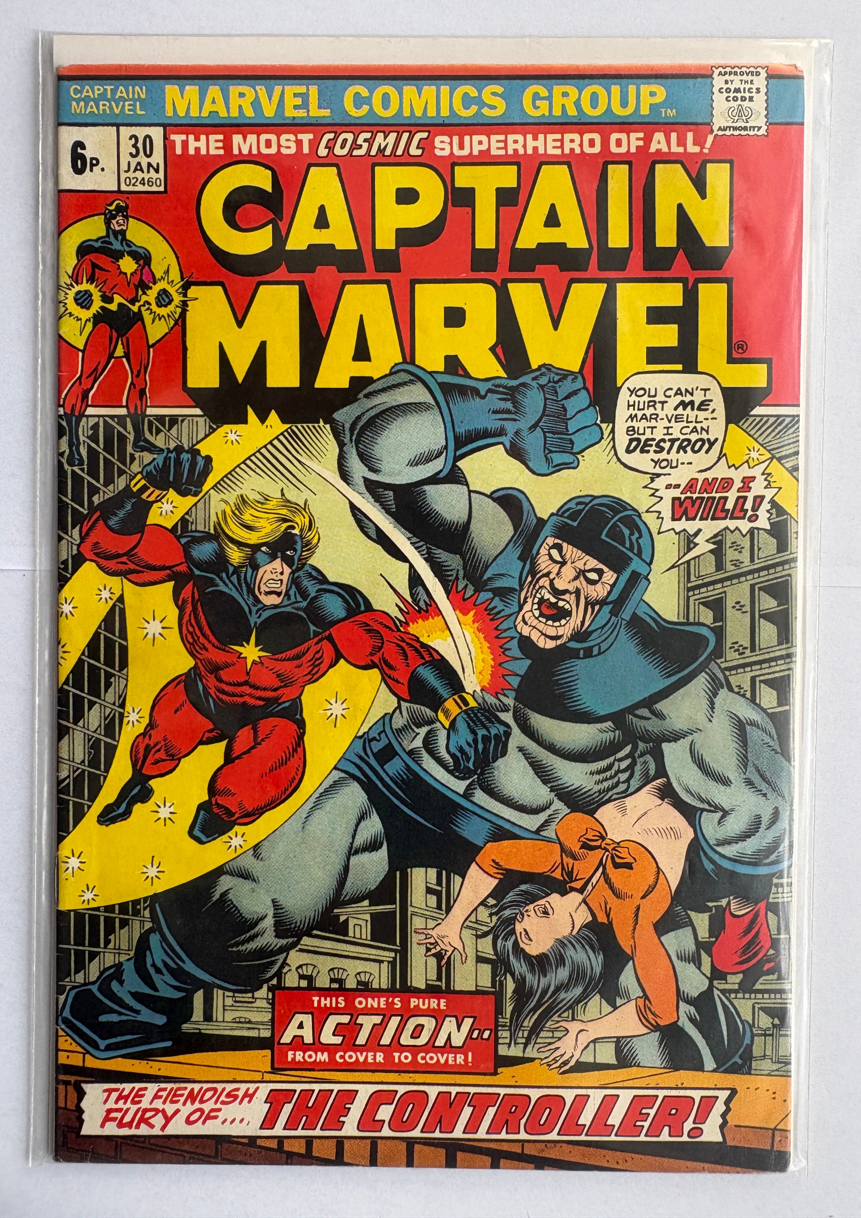 Captain Marvel #30 - Marvel Comics - UK Variant - January 1974 F/VF 7.0