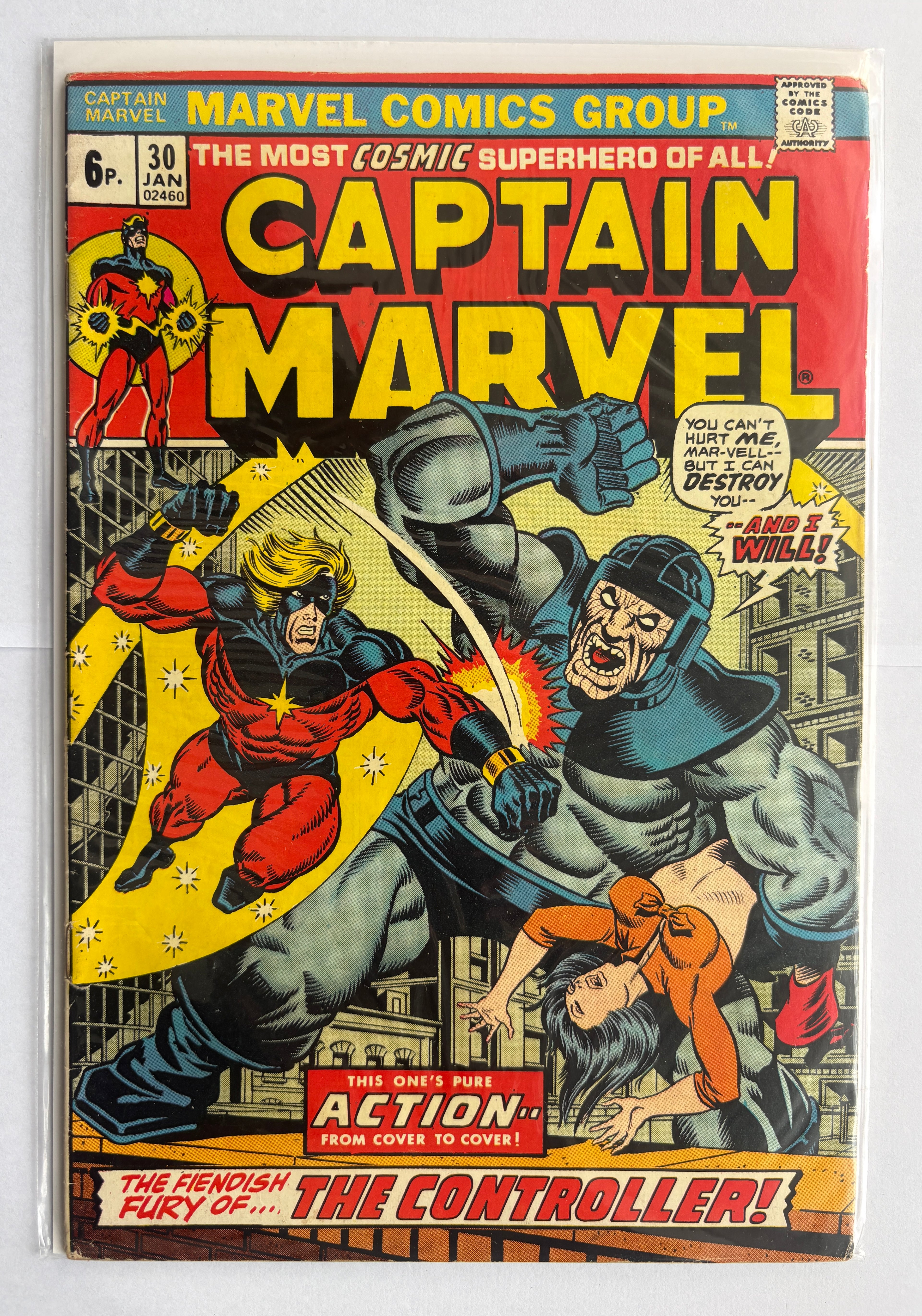 Captain Marvel #30 - Marvel Comics - UK Variant - January 1974 FN 6.0