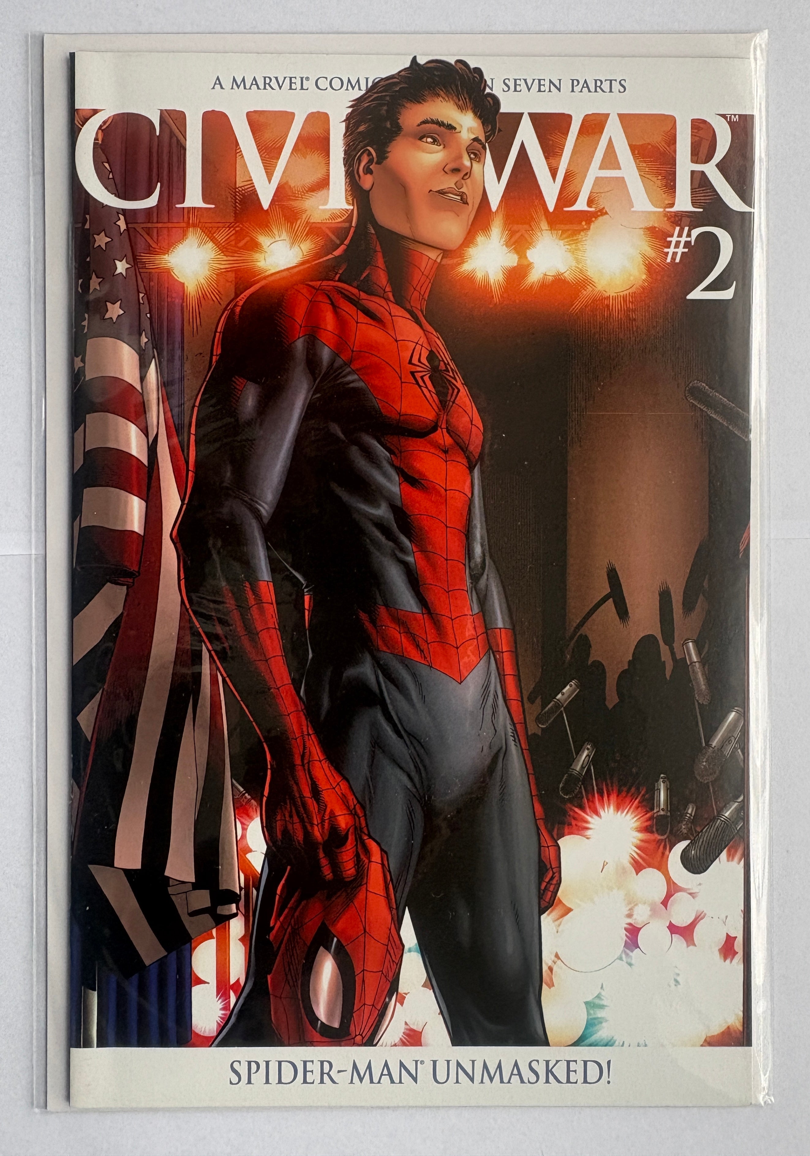 Civil War #2 - 2nd Printing Spider-Man Unmasked Variant Marvel Comics August 2006 VF+ 8.5