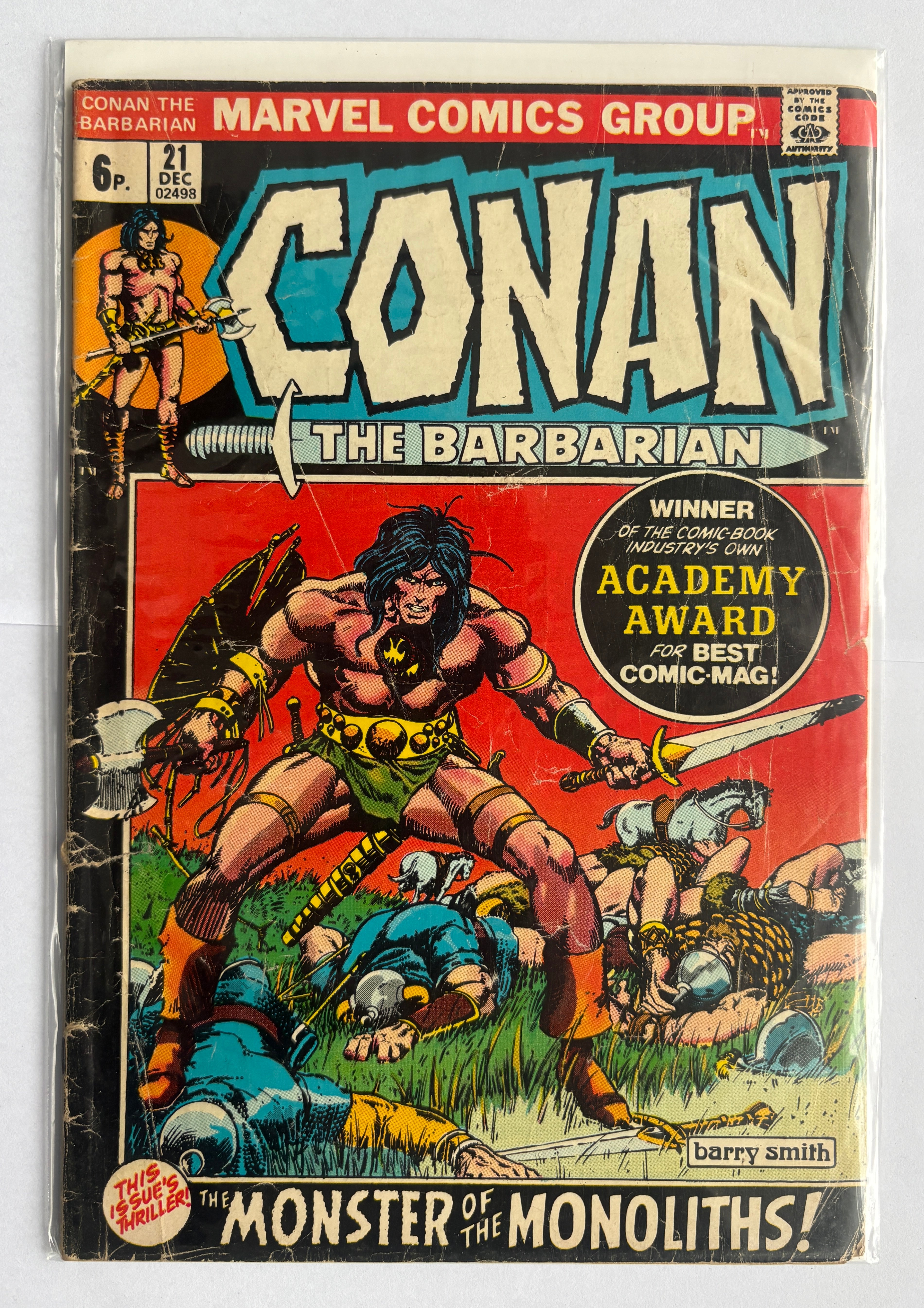 Conan the Barbarian #21 - Marvel Comics UK Variant December 1972 VG- 3.5