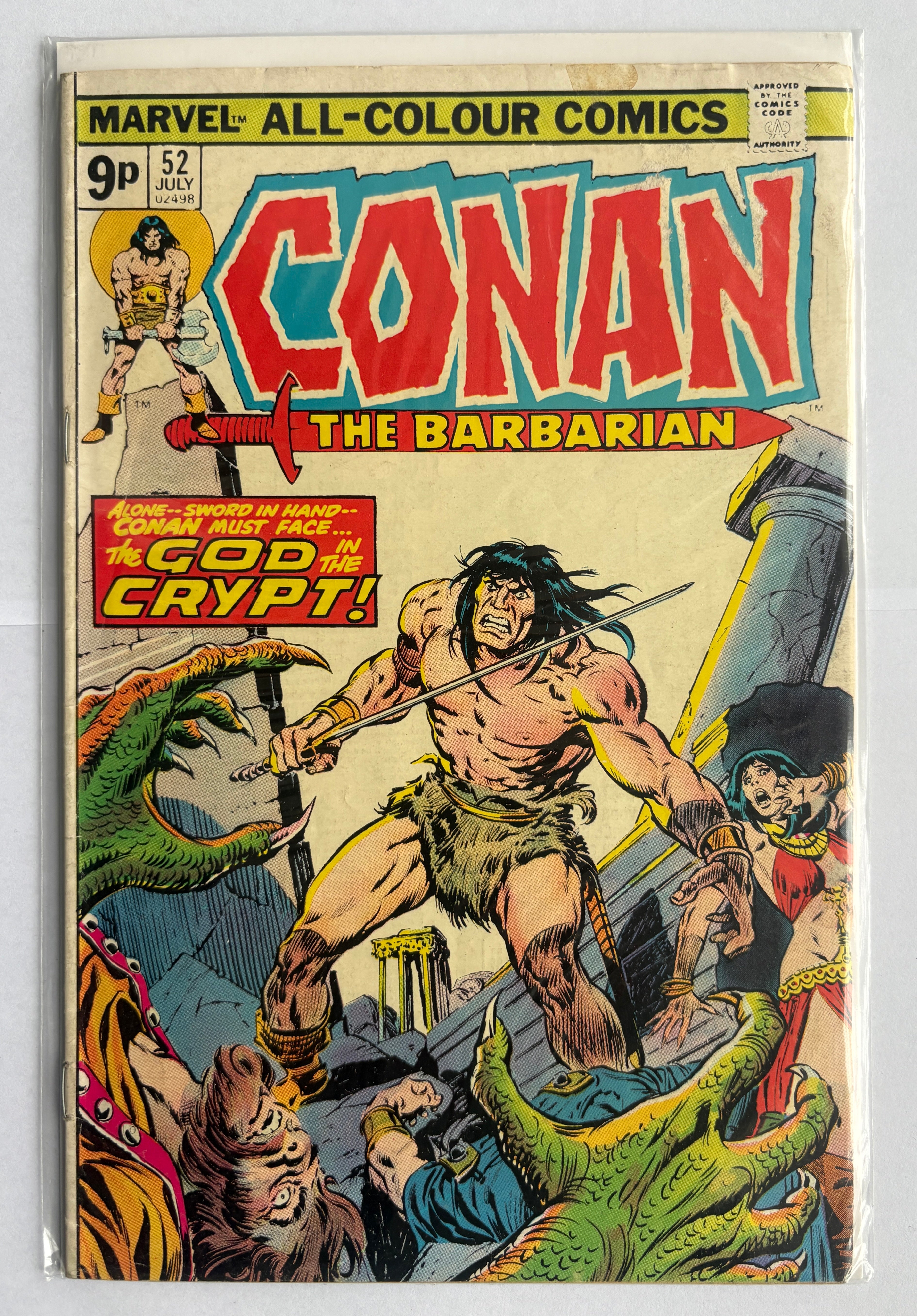 Conan the Barbarian #52 - Marvel Comics UK Variant - July 1975 VG+ 4.5