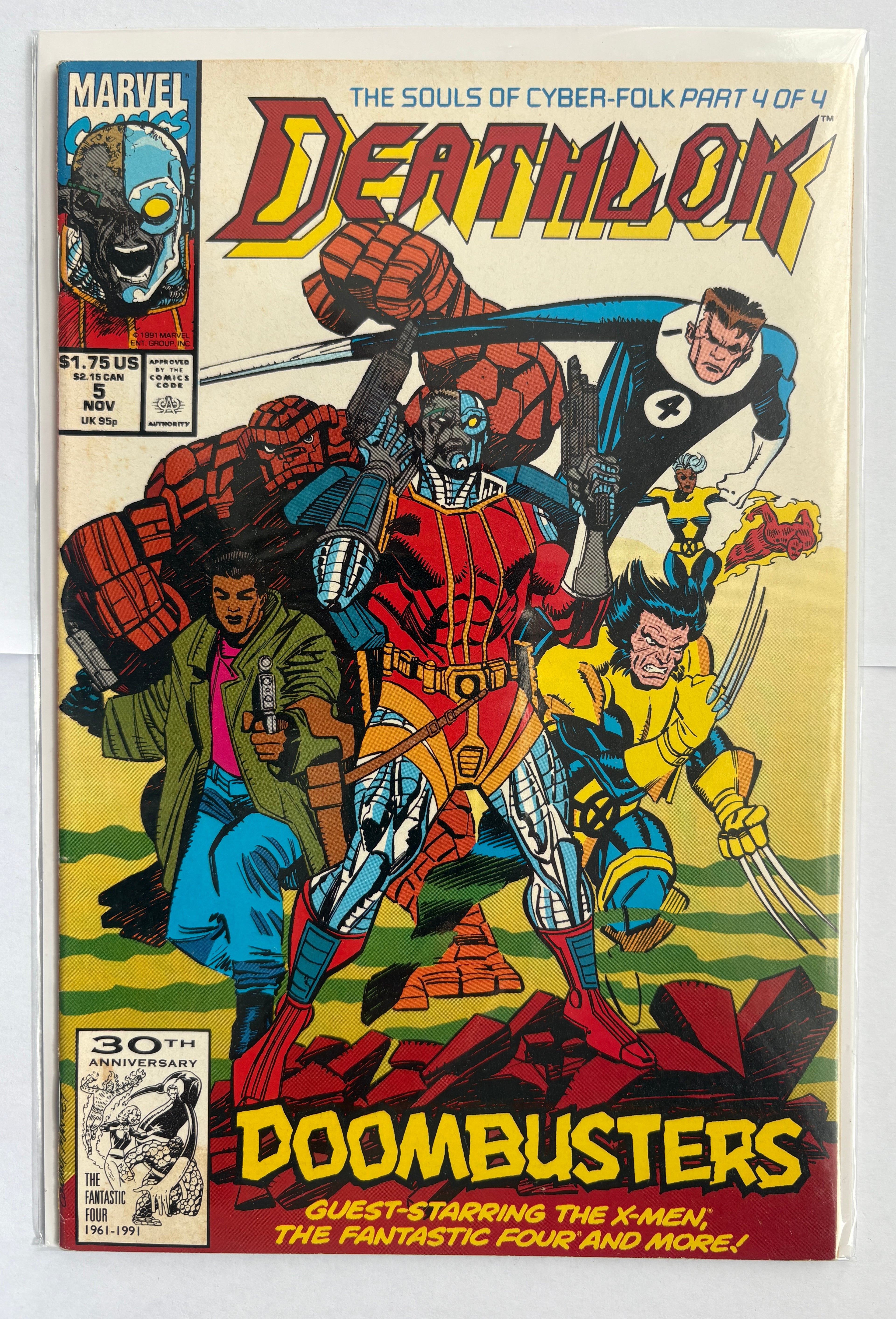 Deathlok #5 - Ft X-men; Fantastic Four - Marvel Comics November 1991 F/VF 7.0