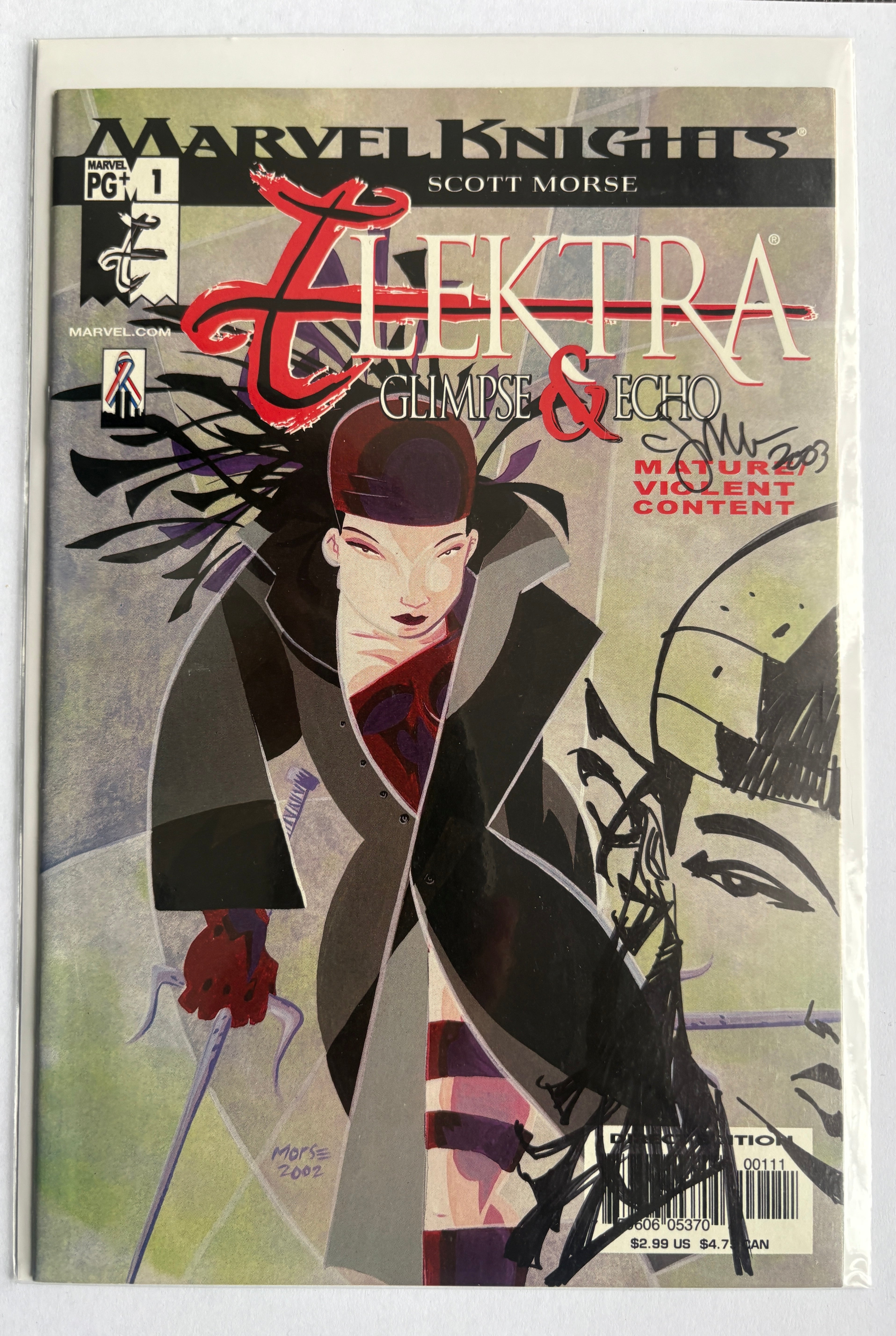 Elektra Glimpse & Echo #1 - Signed & Remarked Scott Morse September 2002 VF+ 8.5