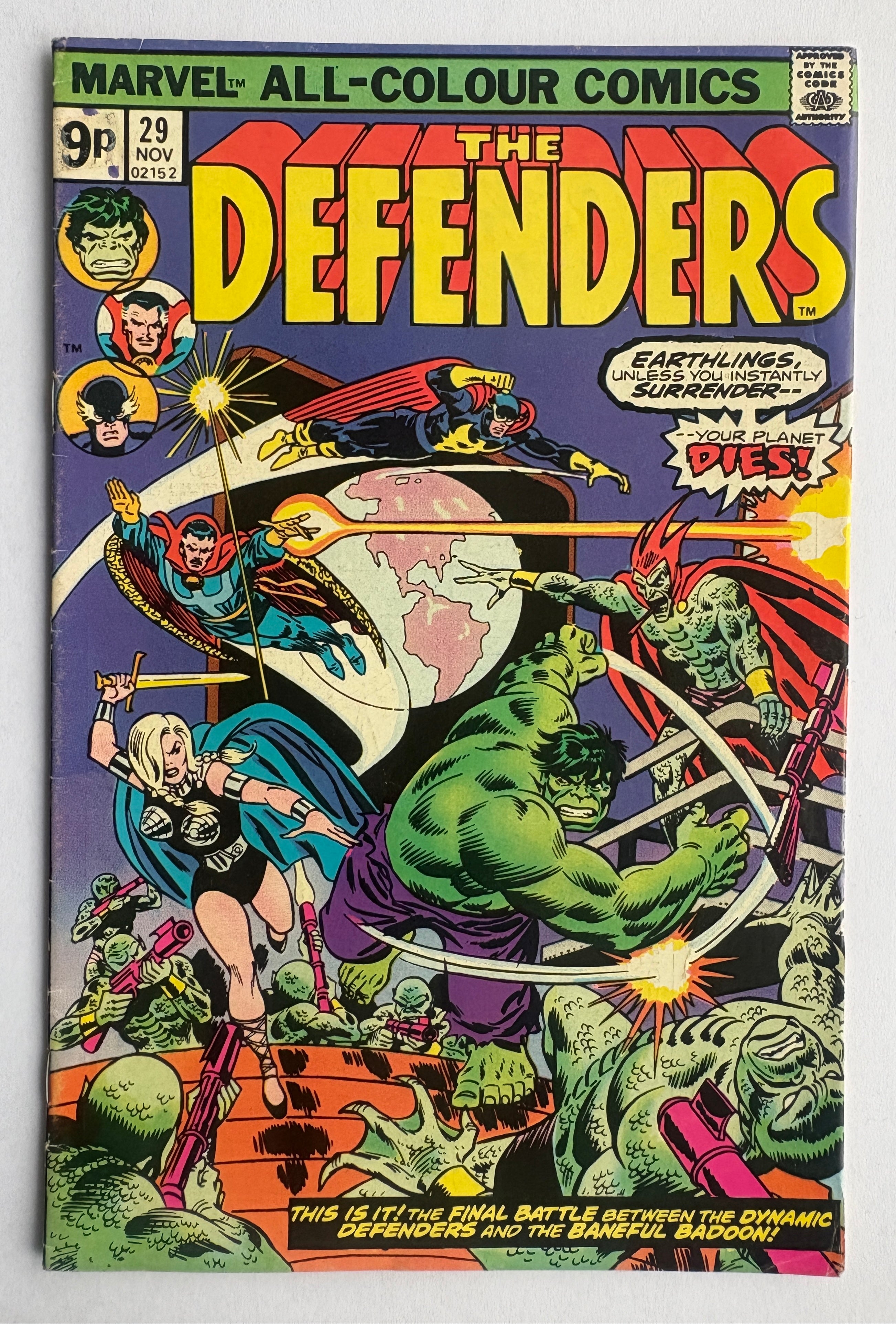 The Defenders #29 - UK Variant - Marvel Comics November 1975 FN 6.0
