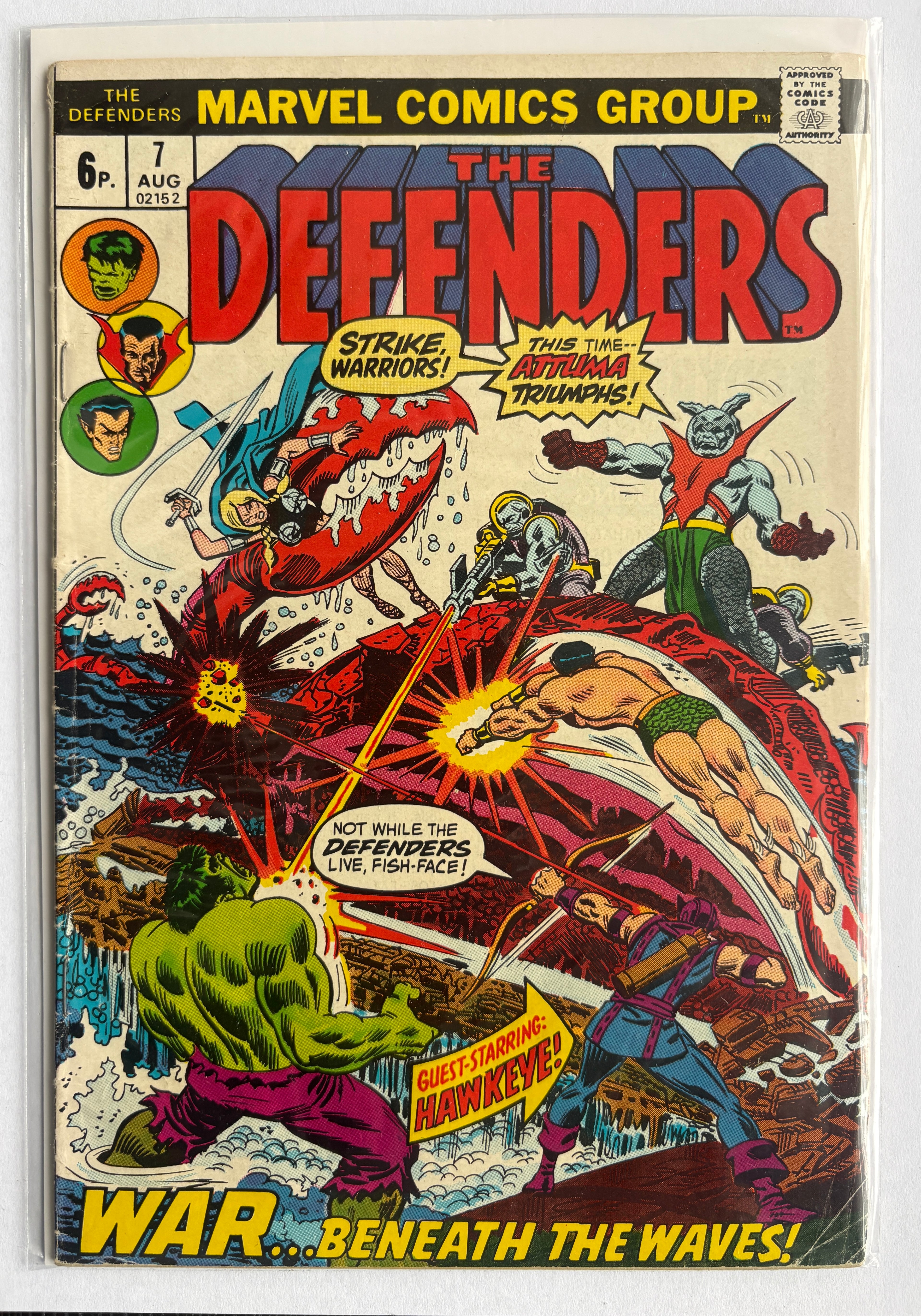 The Defenders #7 - Marvel Comics UK Variant August 1973 FN- 5.5