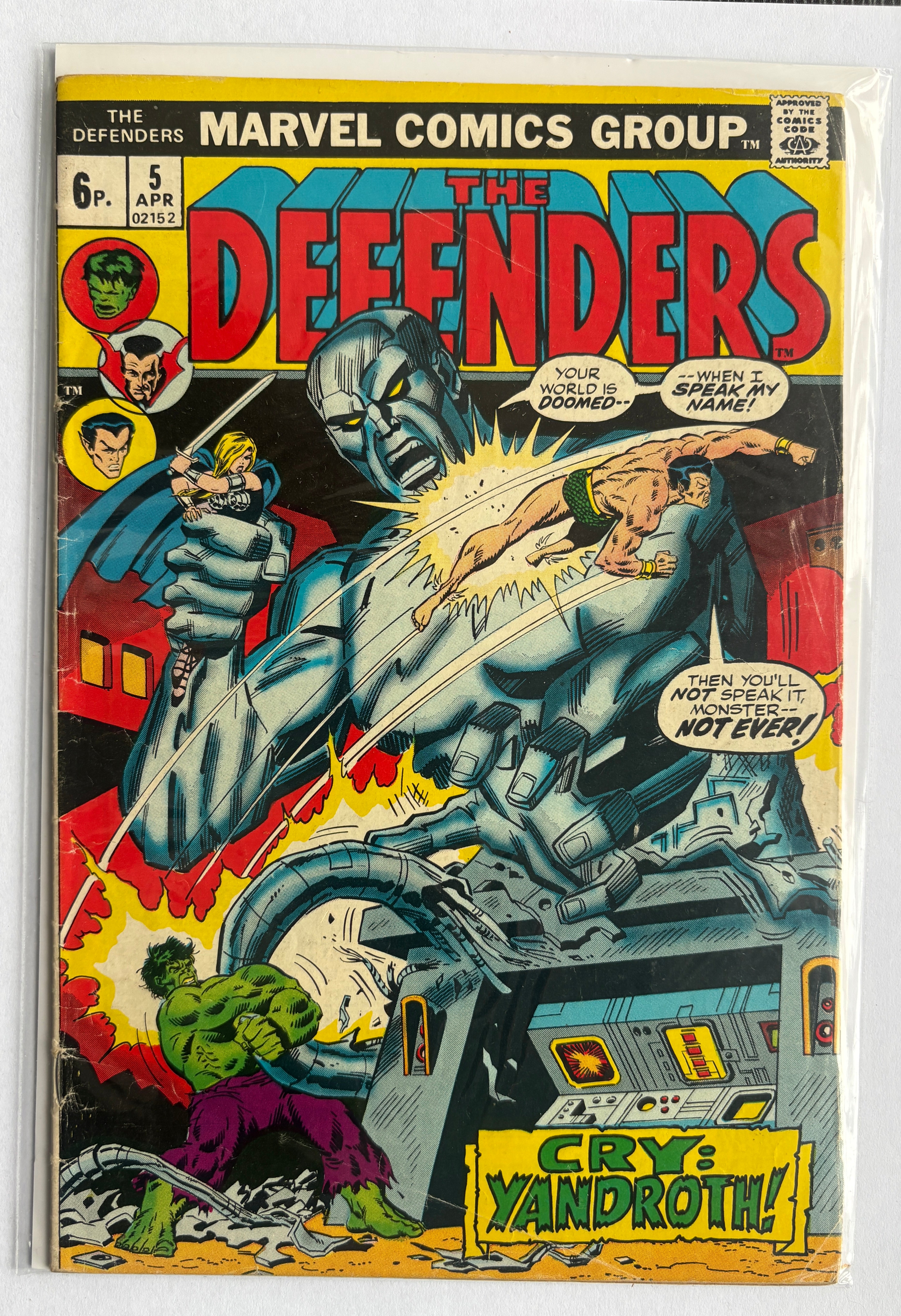 The Defenders #5 - Marvel Comics UK Variant April 1973 FN 6.0