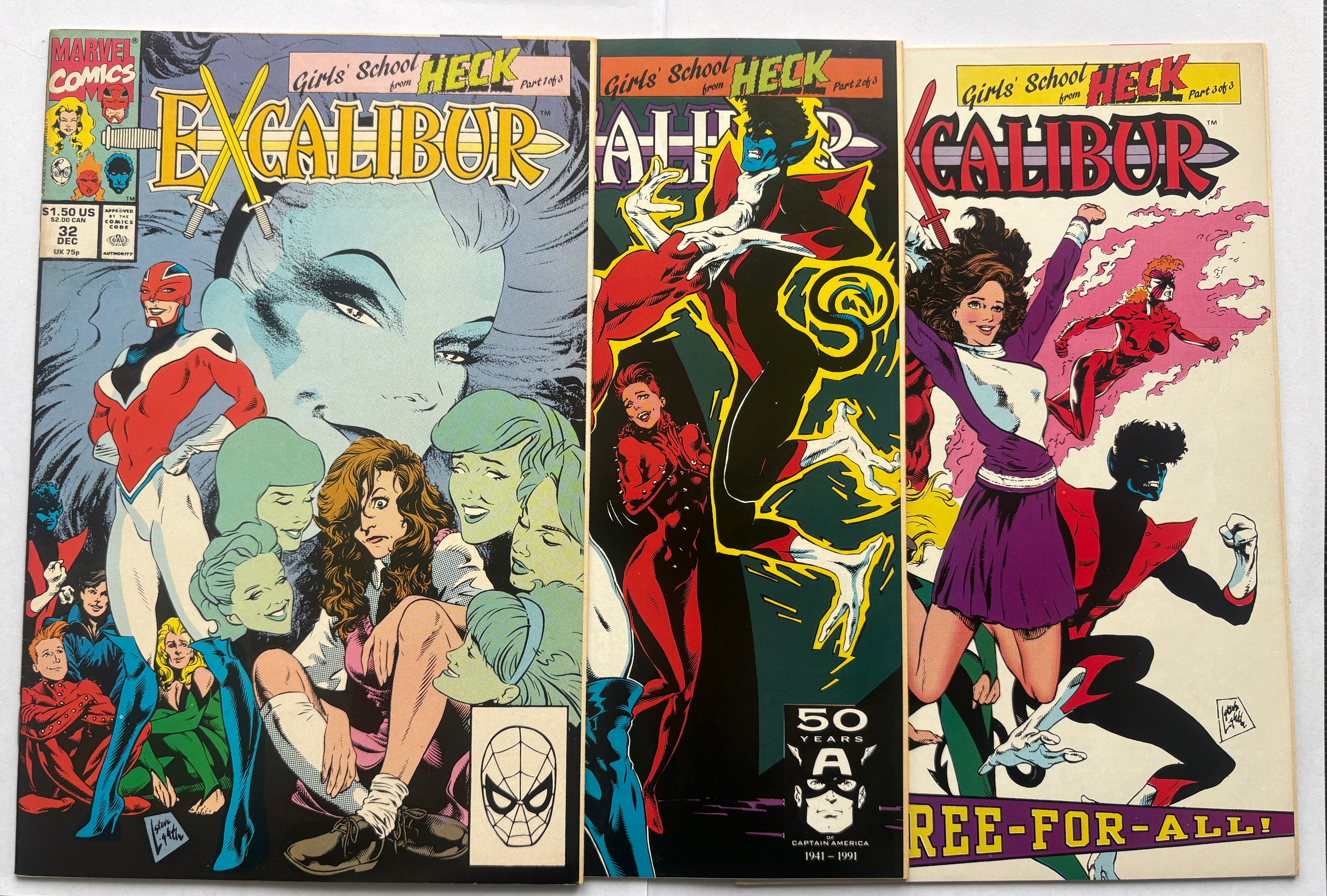 Excalibur #32 to 34 Girl's School From Heck Pt 1 to 3 Complete Set 1990/1 VF 8.0