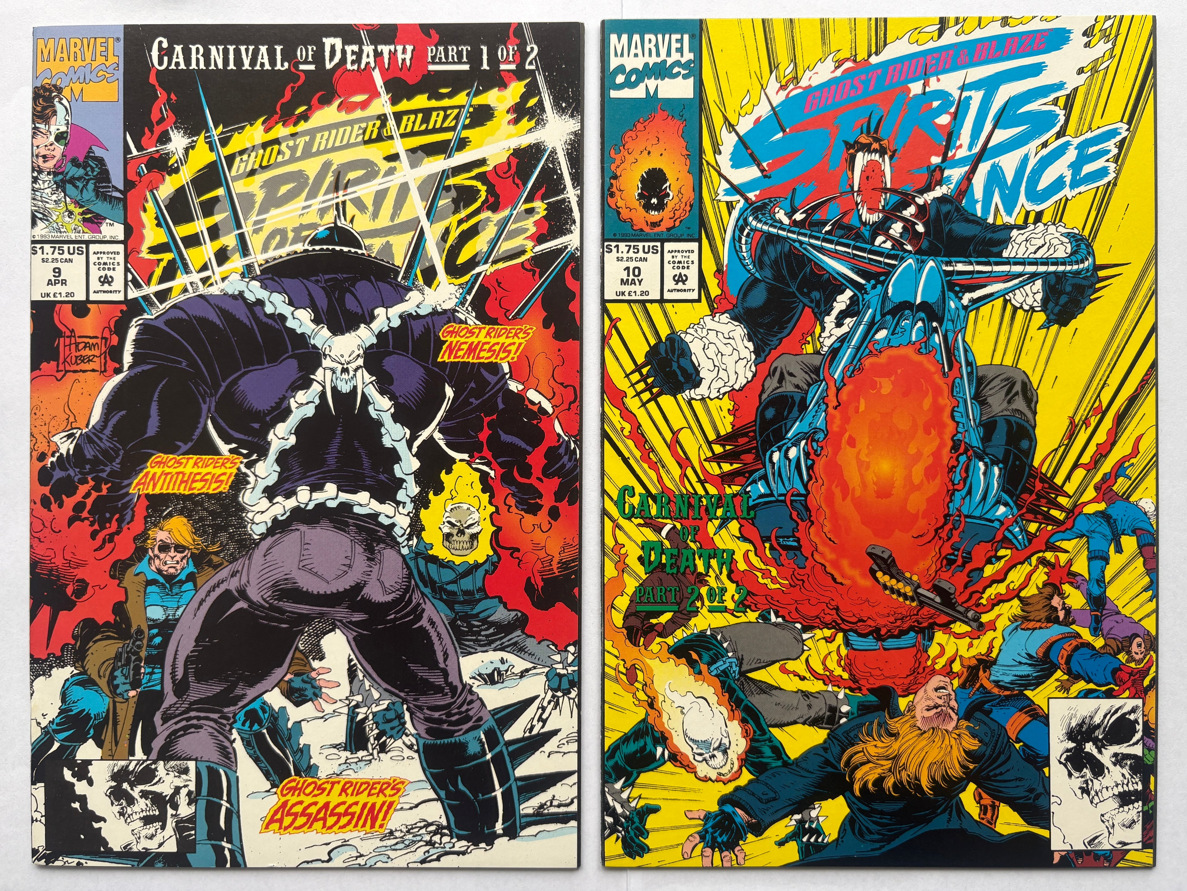 Ghost Rider / Blaze: Spirits of Vengeance #9 & 10 Carnival of Death 1993 VF+ 8.5