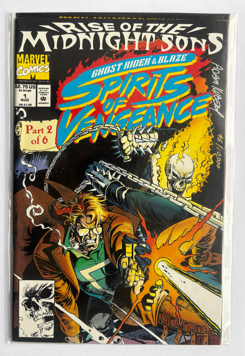 Ghost Rider / Blaze: Spirits of Vengeance #1 Signed by Adam Kubert 1992 VF 8.0