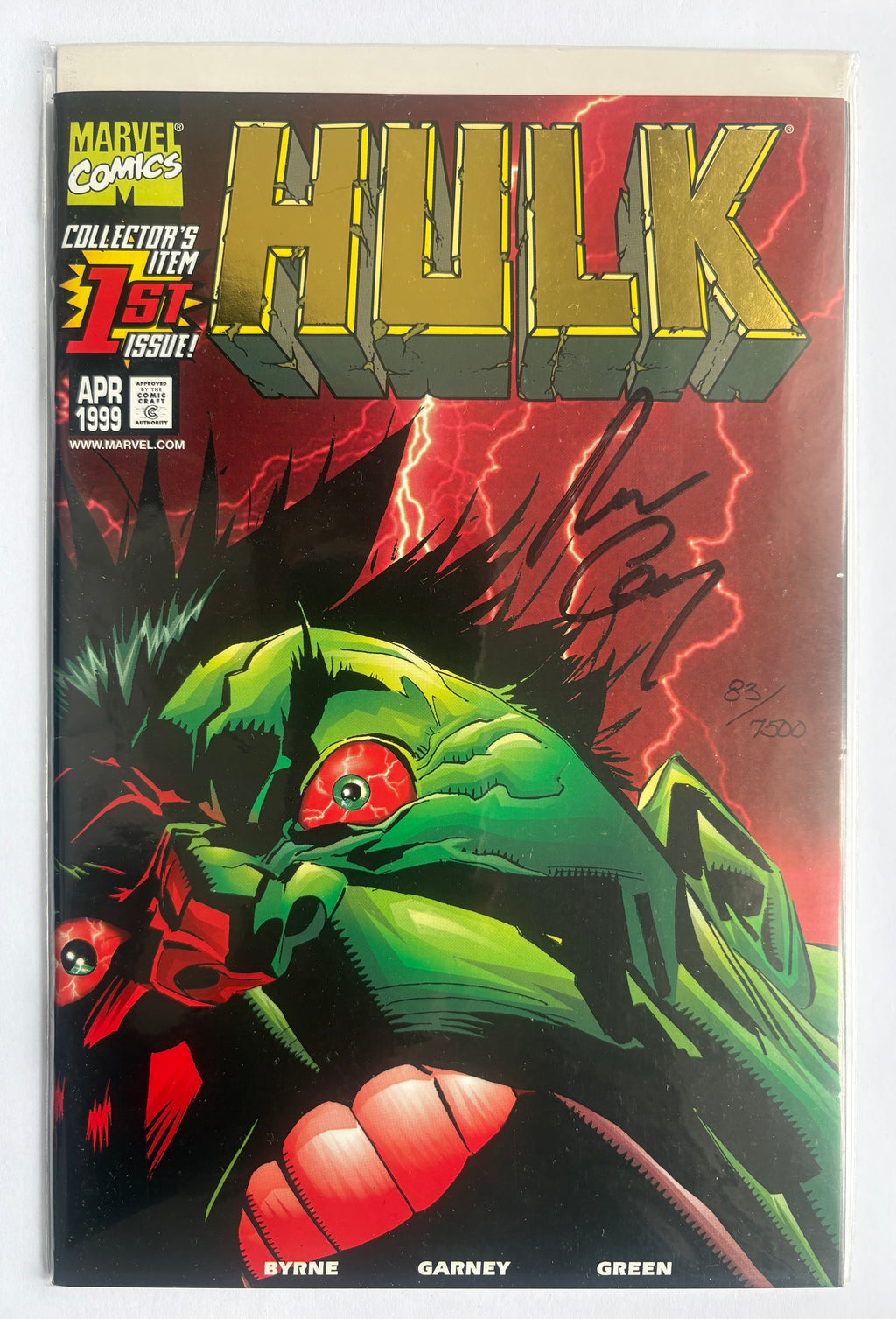 Hulk #1 Dynamic Forces Gold Foil Variant Signed Ron Garney 1999