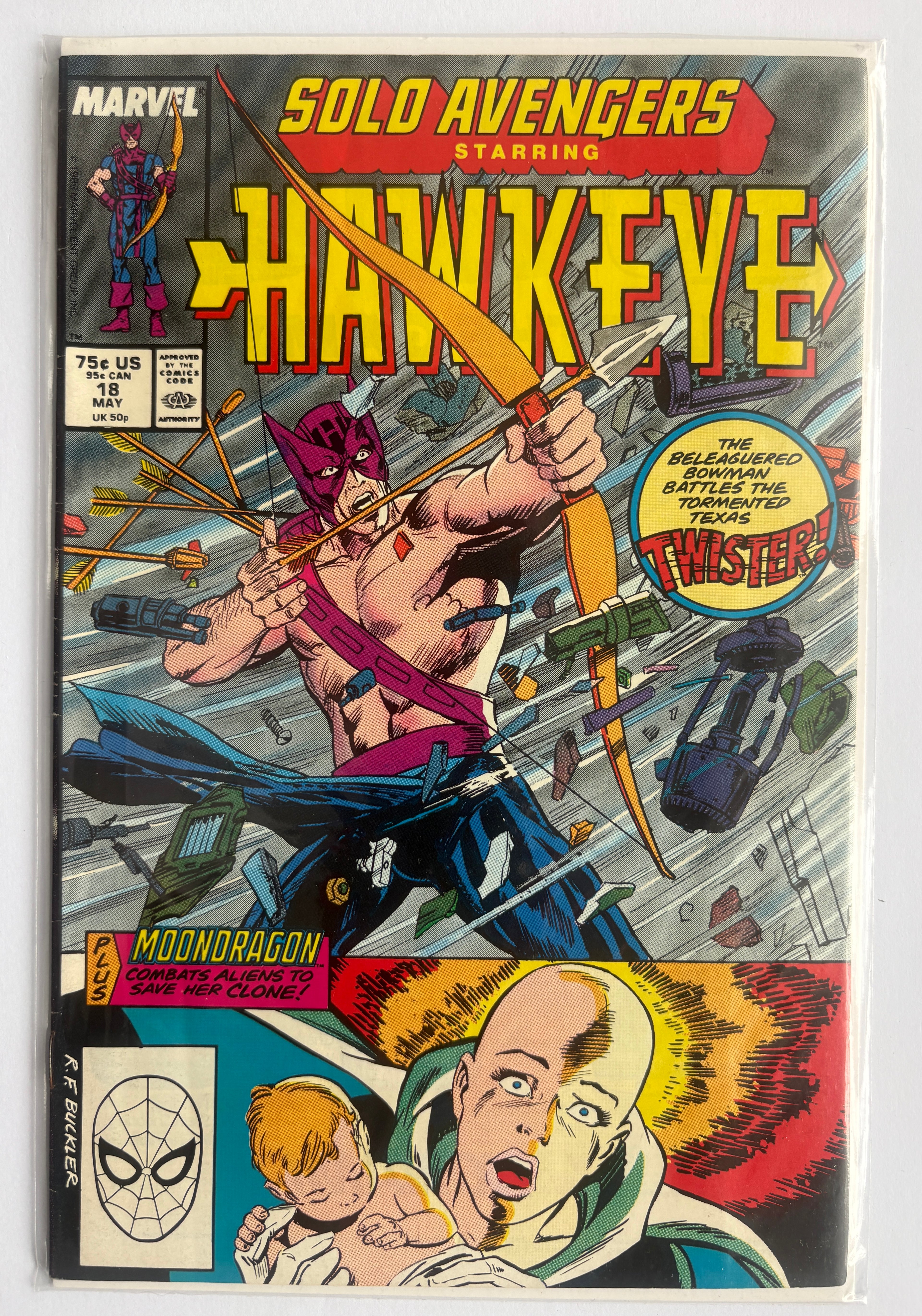 Solo Avengers #18 - starring Hawkeye - Marvel May 1989 F/VF 7.0