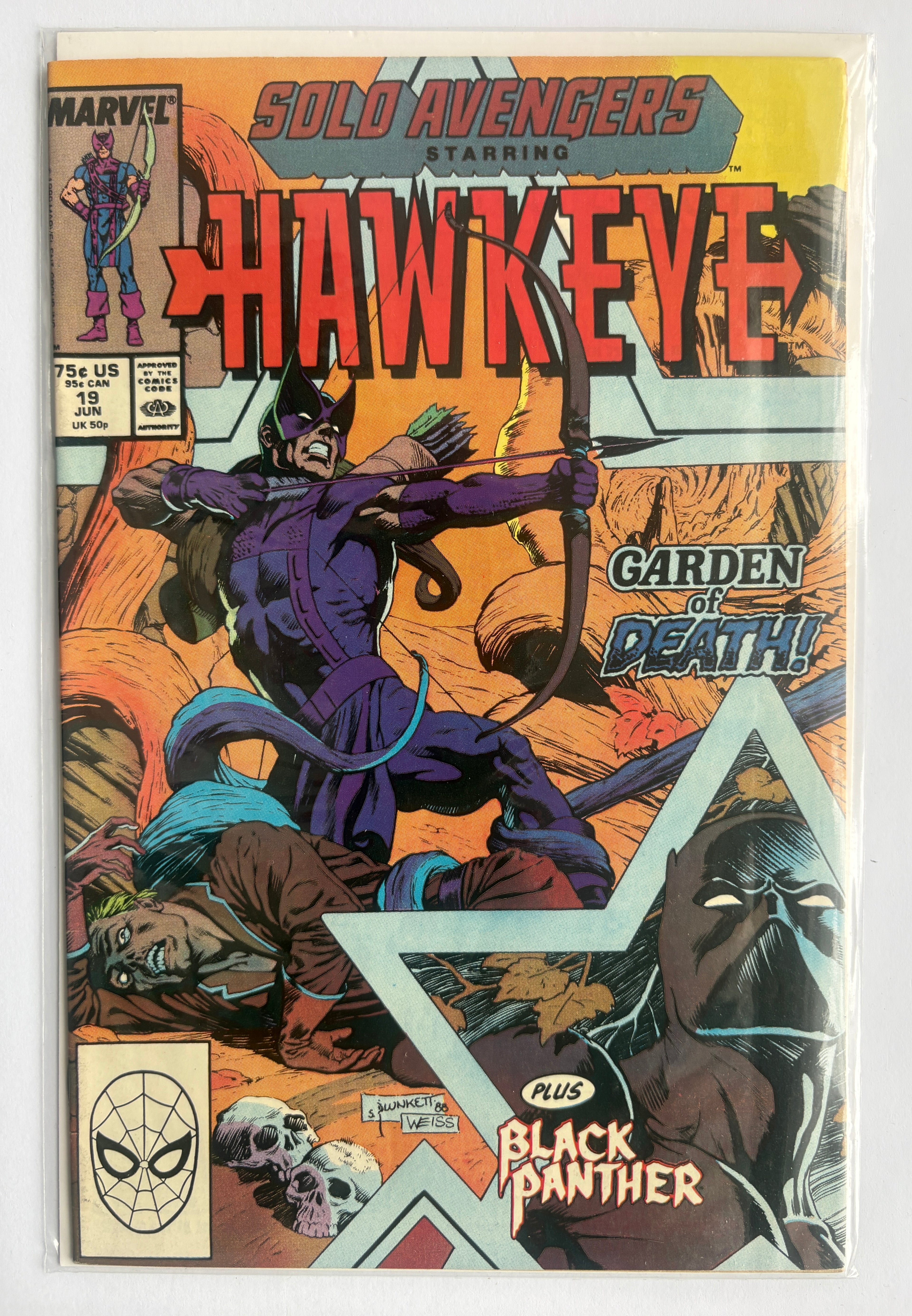 Solo Avengers #19 - starring Hawkeye & Black Panther - Marvel June 1989 VF- 7.5