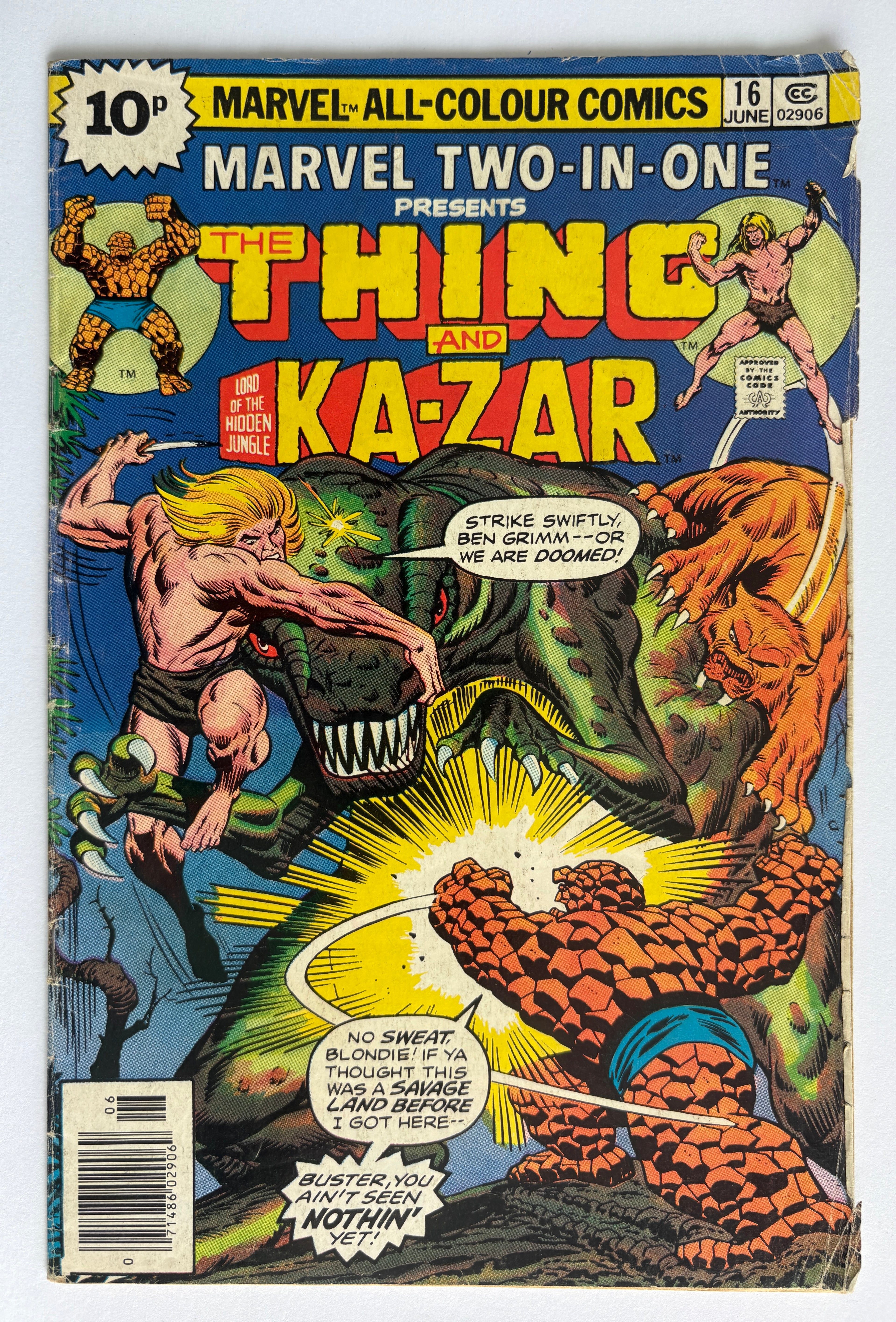 Marvel Two-in-One #16 - The Thing & Kazar - UK Variant June 1976 VG/FN 5.0