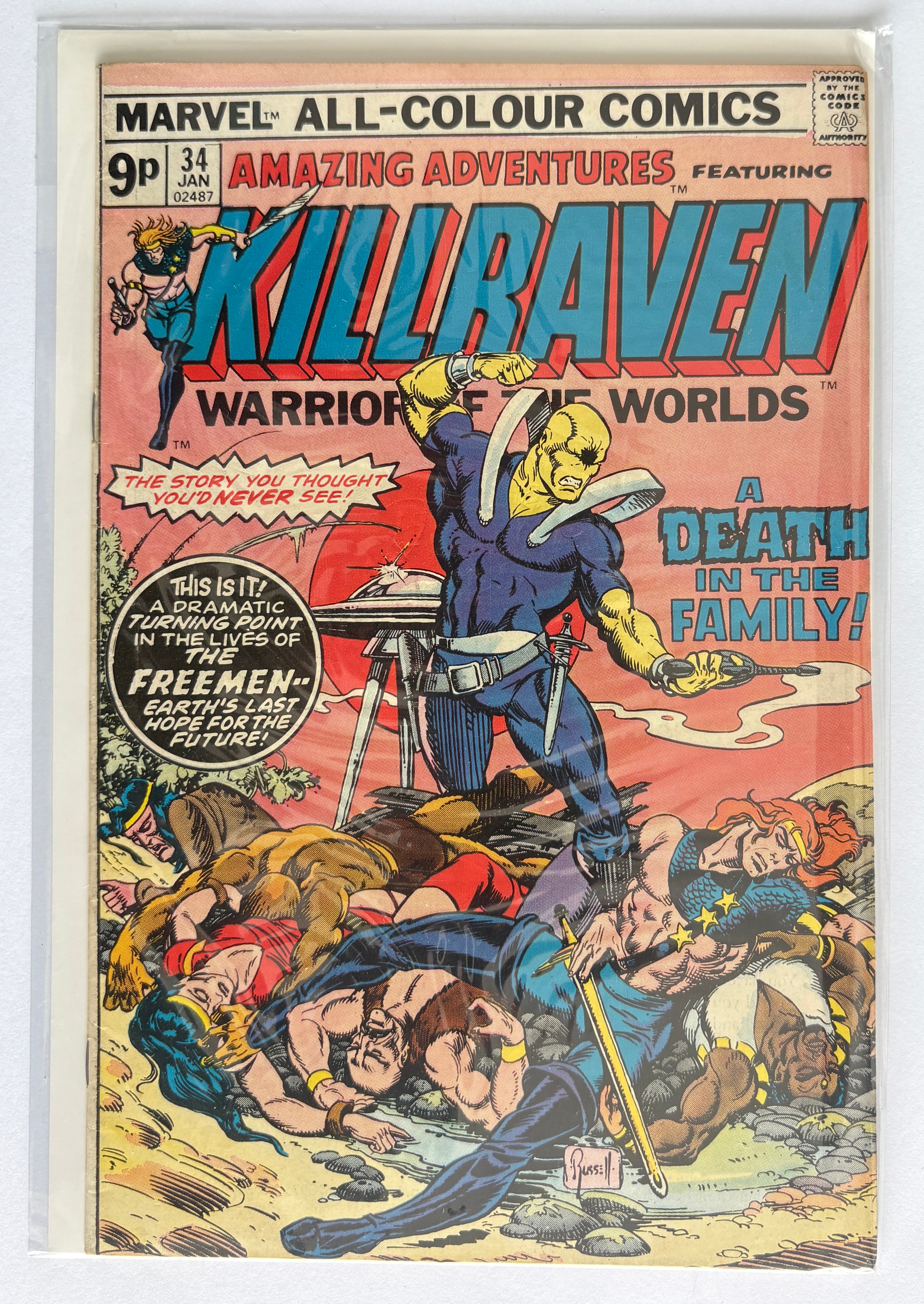 Amazing Adventures #34 - Featuring Killraven UK Variant January 1976 VG+ 4.5