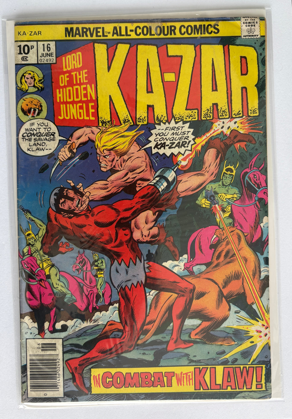 Ka-zar #16 - Marvel Comics UK Variant June 1976 VG- 3.5