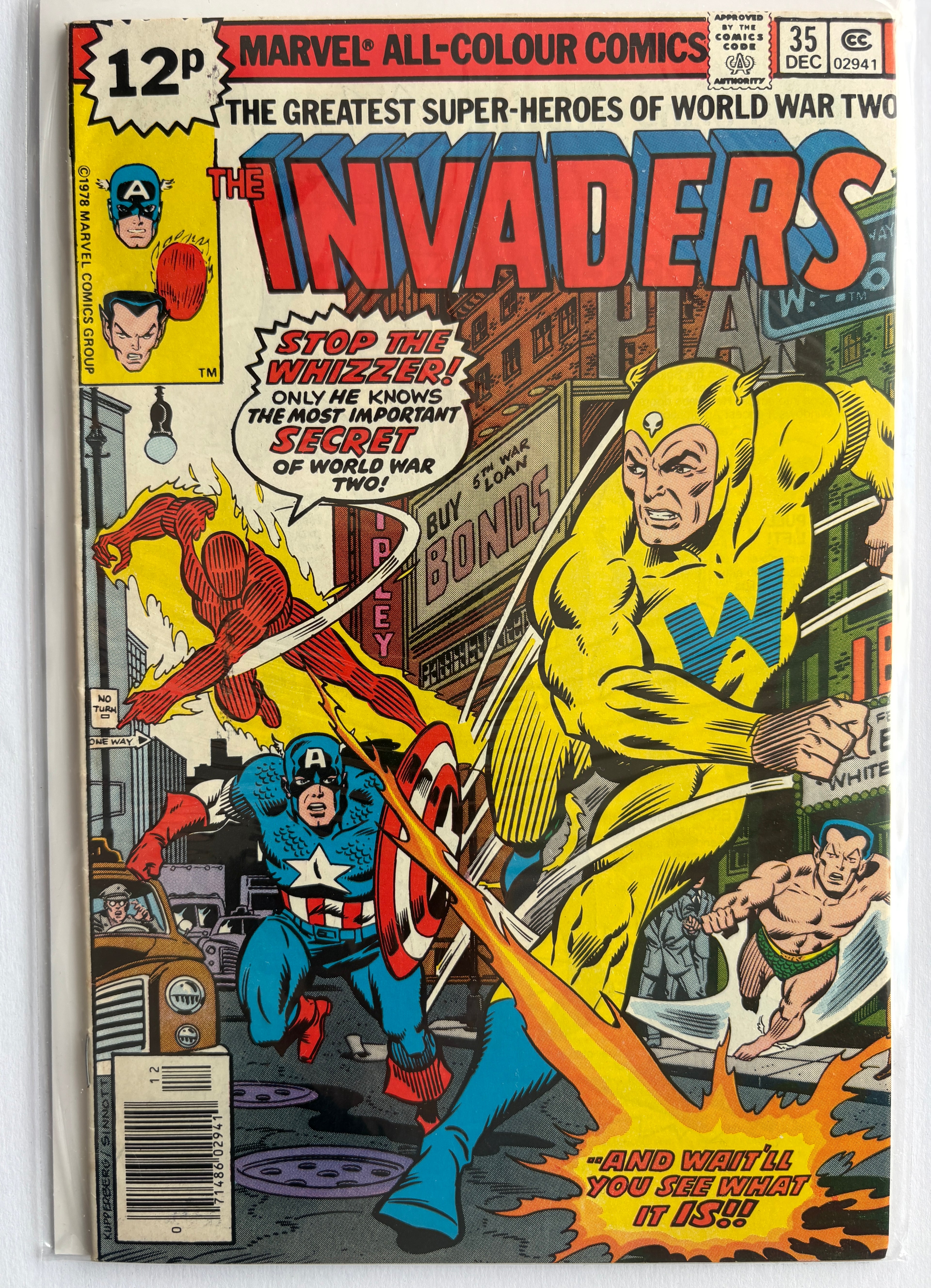 The Invaders #35 - UK Variant Marvel Comics December 1978 FN+ 6.5