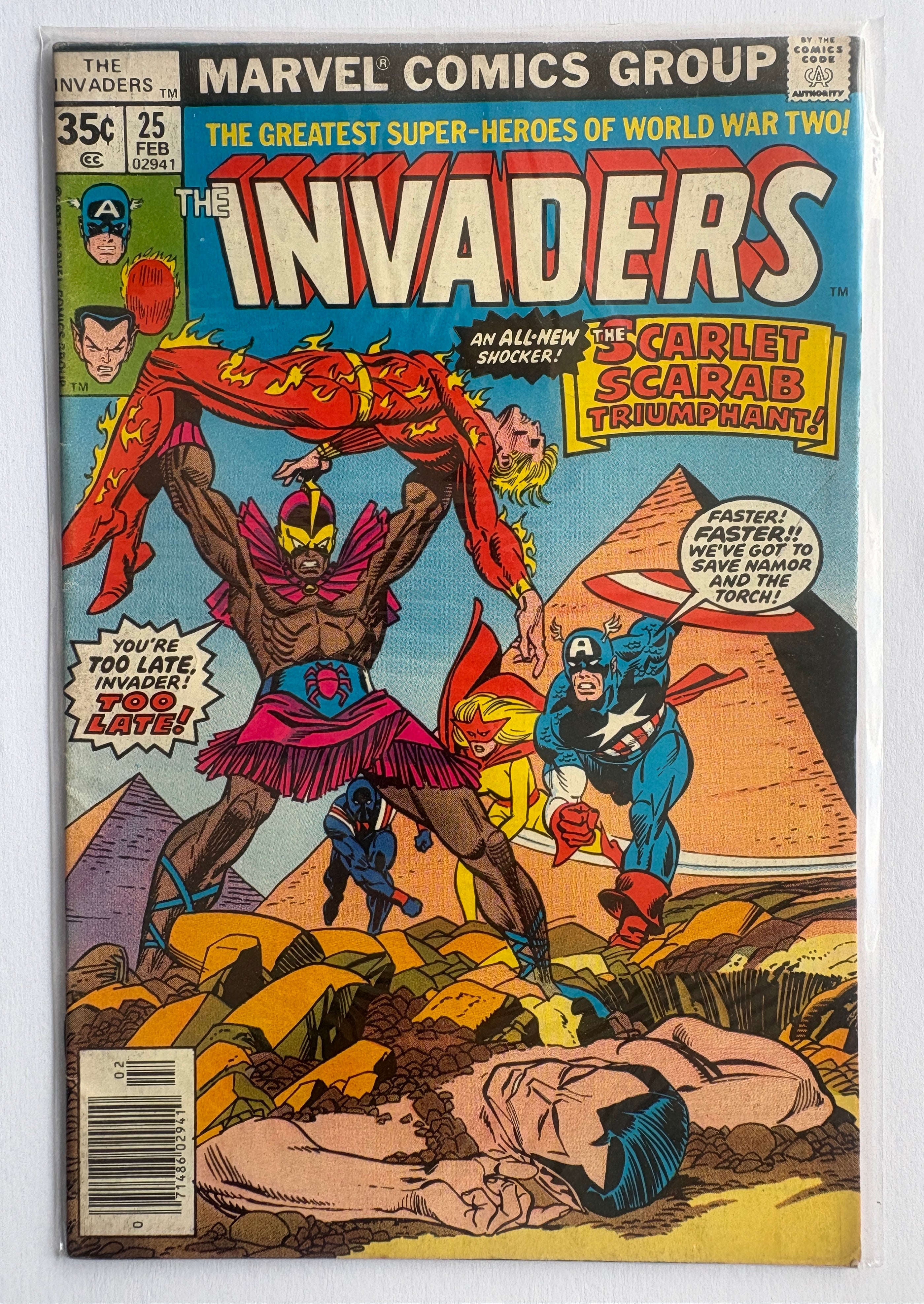 The Invaders #25 - Newsstand Cents Marvel Comics - February 1978 FN 6.0