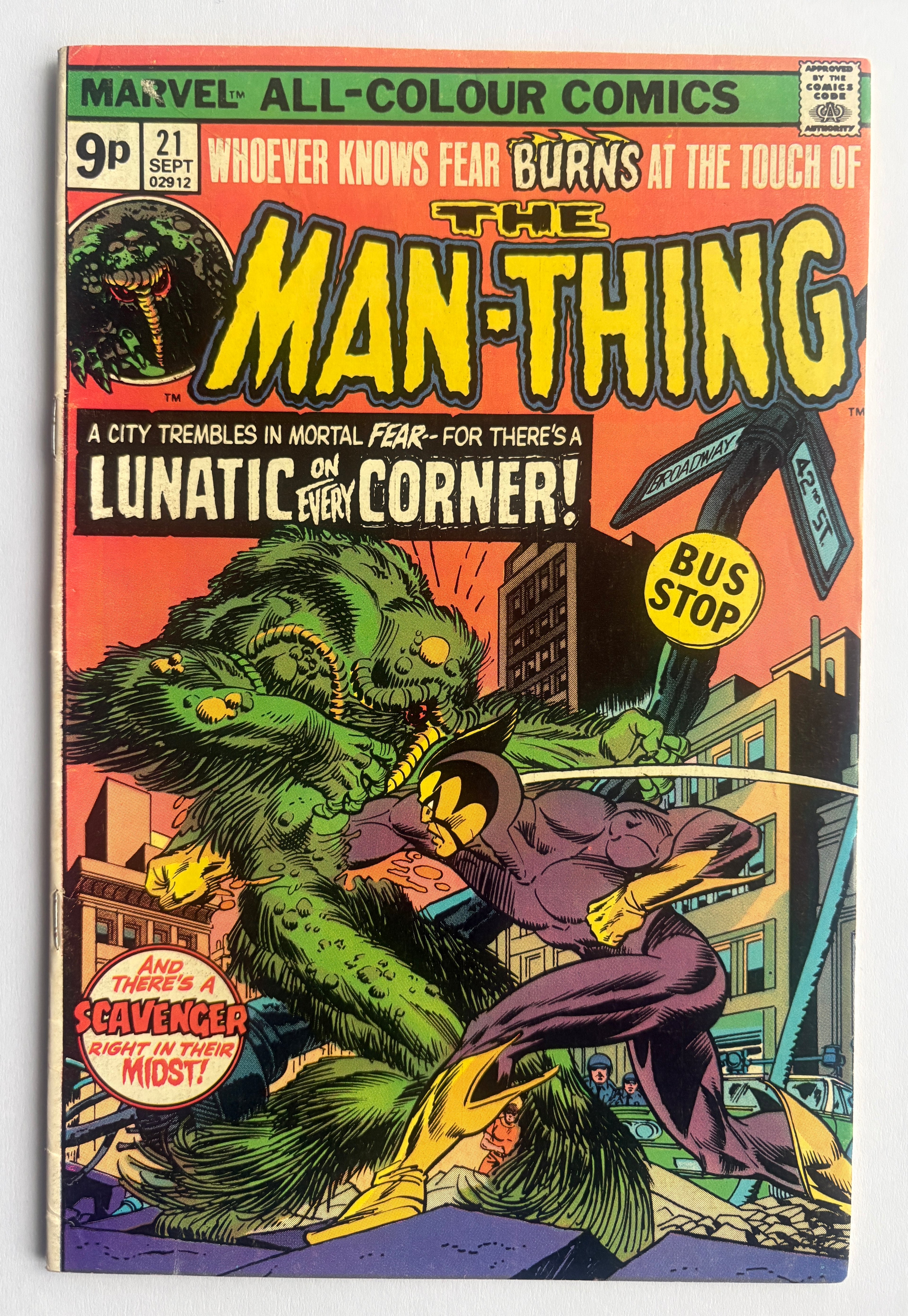 The Man-Thing #21 - Origin Scavenger - UK Pence Issue - September 1975 FN 6.0