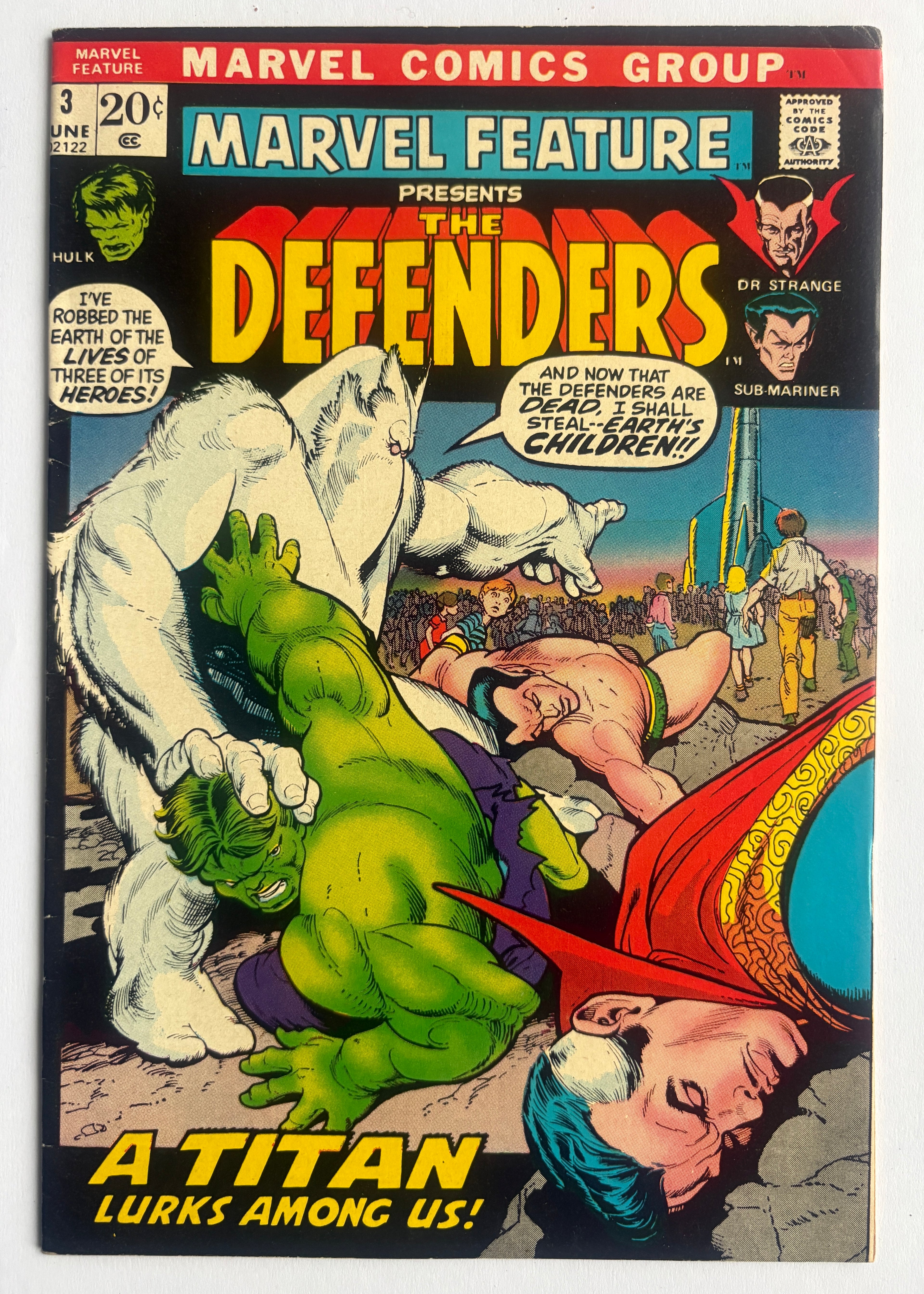 Marvel Feature #3 presents The Defenders - Marvel Comics June 1972 VF- 7.5