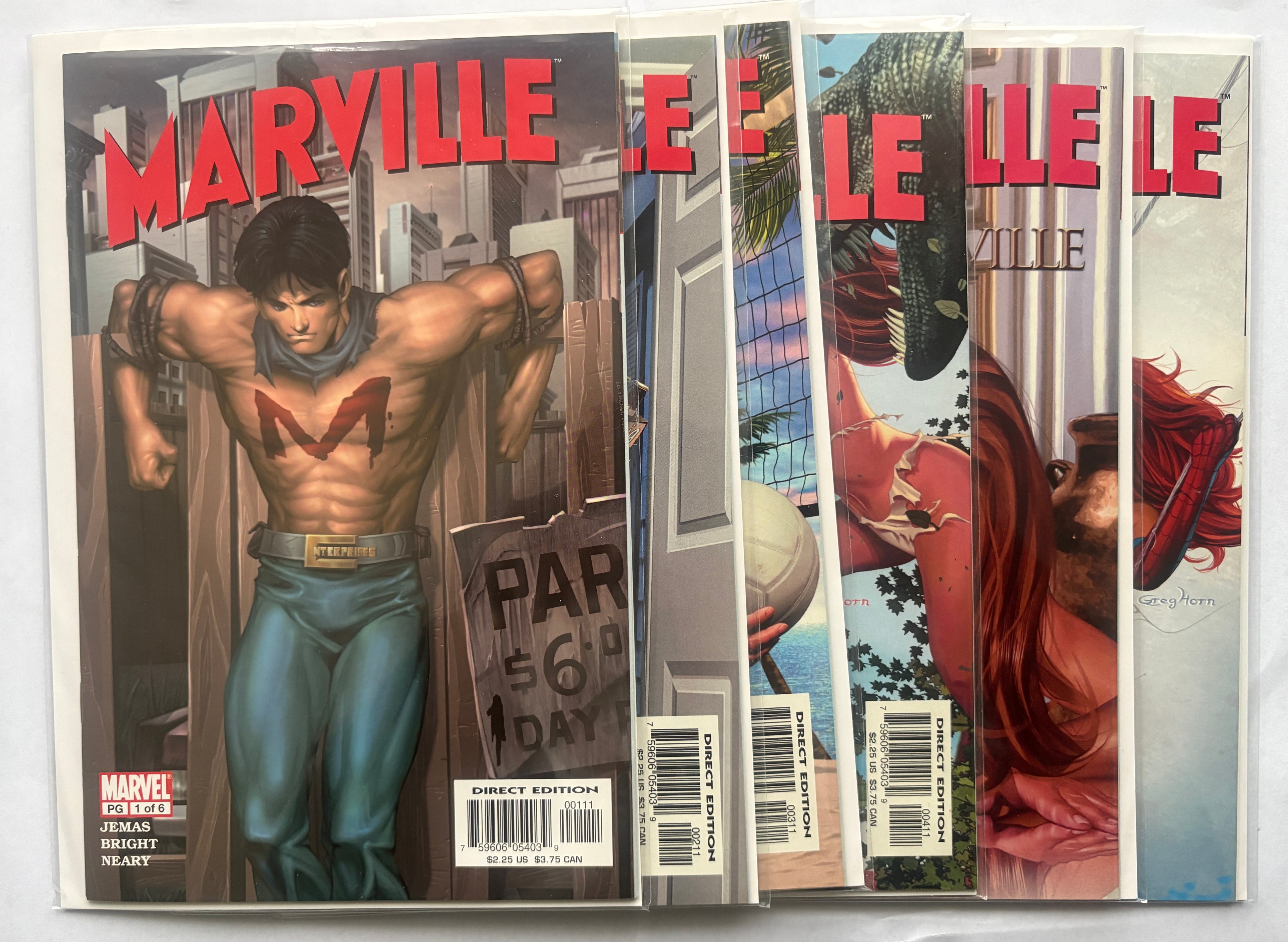 Marville #1 to 6 Complete Set of Greg Horn Covers Marvel Comics 2002/3 NM 9.4
