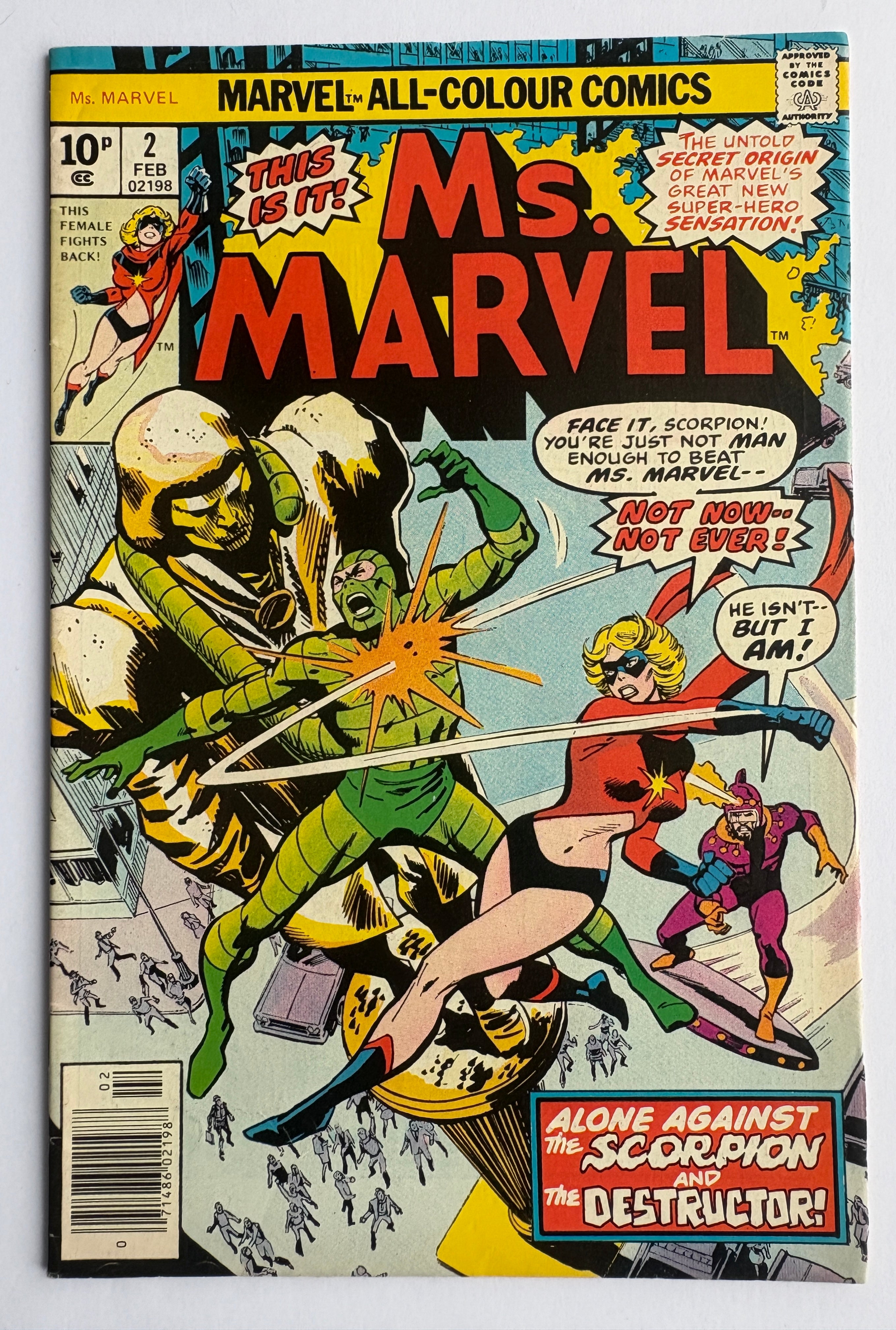 Ms. Marvel #2 - Marvel Comics UK Variant February 1977 F/VF 7.0