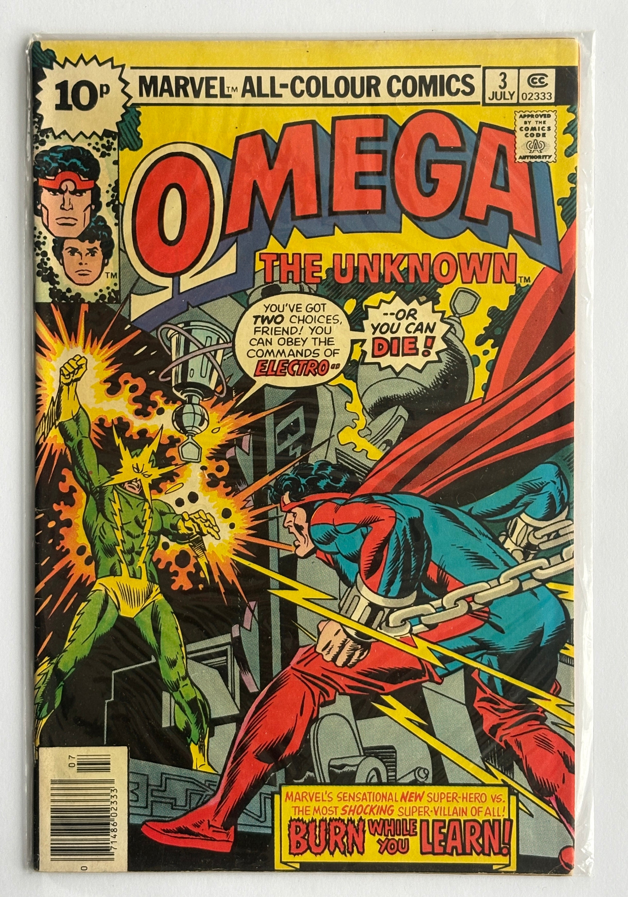 Omega the Unknown #3 - Marvel Comics UK Variant July 1976 VG/FN 5.0