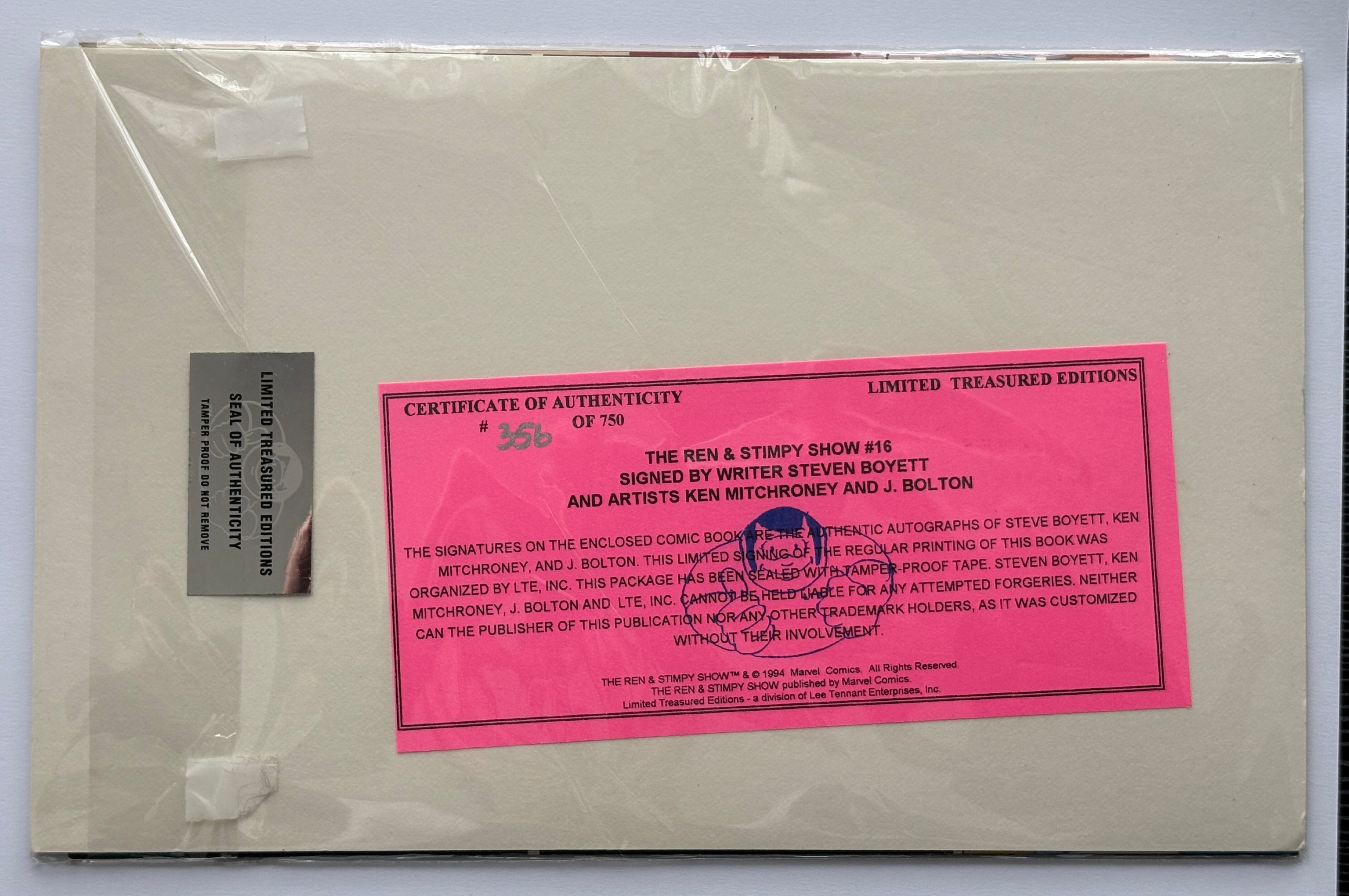 The Ren & Stimpy Show #16 - Signed by Steven Boyett, Ken Mitchroney & J. Bolton