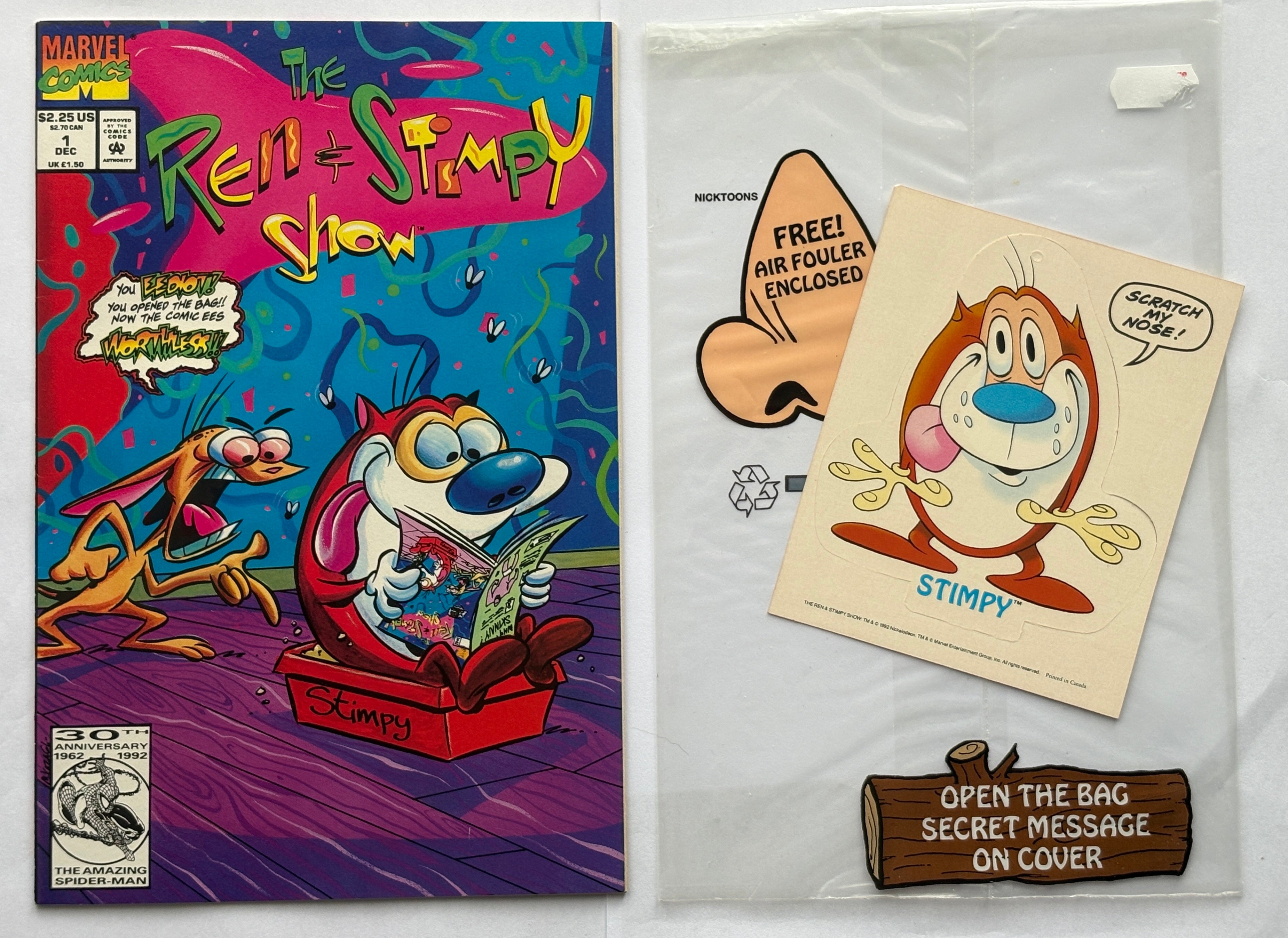 The Ren & Stimpy Show #1 - Opened Poly Outer Marvel December 1992 VF 8.0