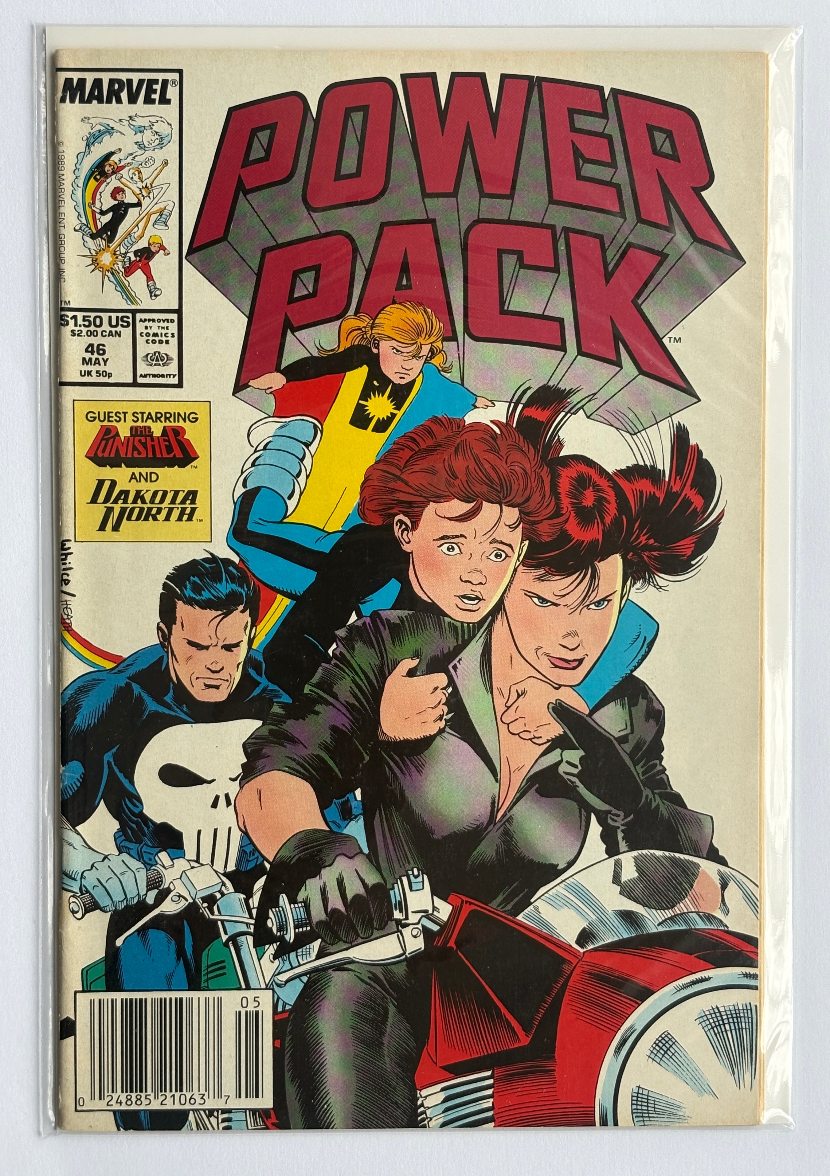 Power Pack #46 - The Punisher & Dakota North - Marvel Comics May 1989 VF- 7.5