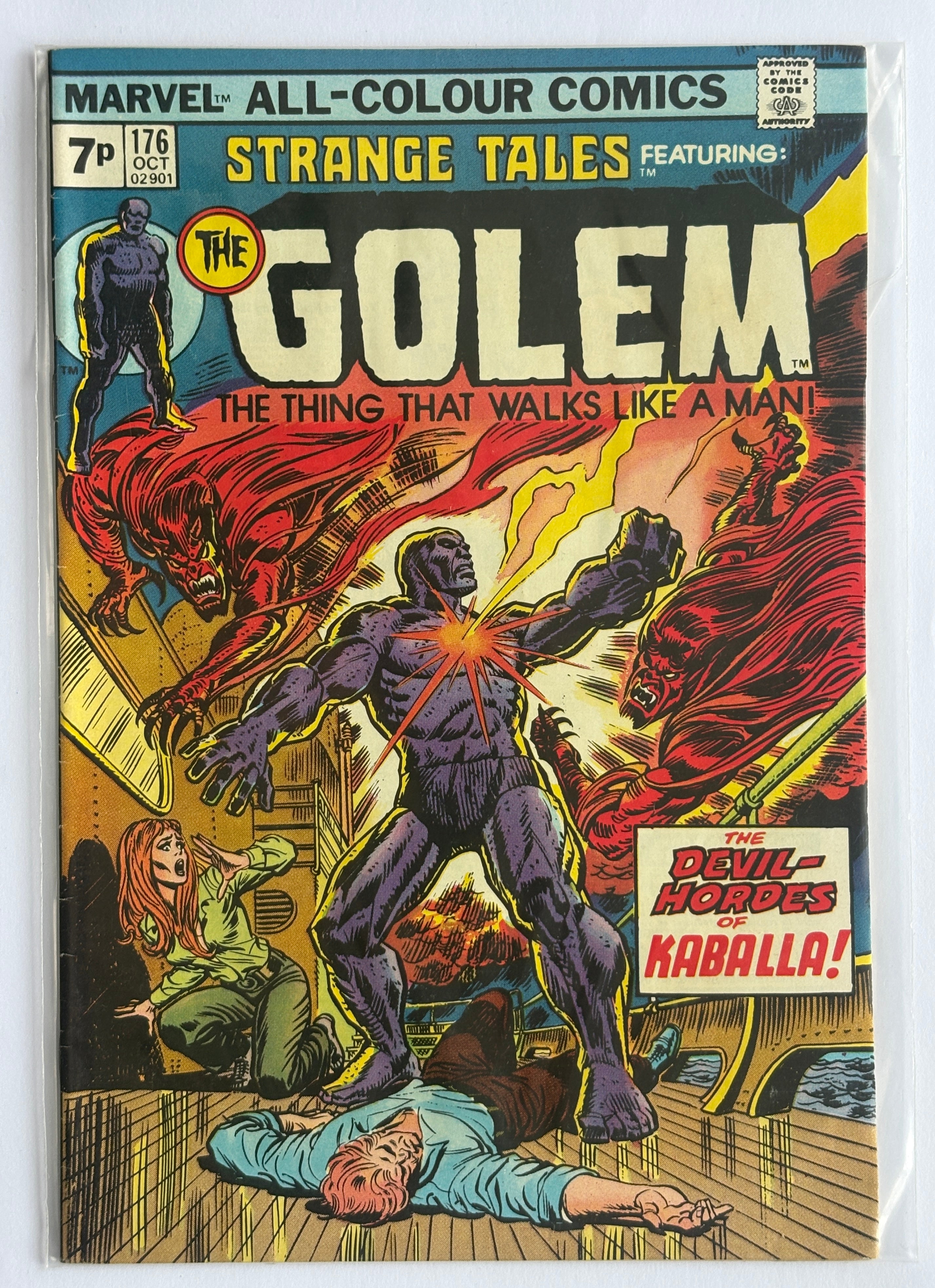 Strange Tales featuring The Golem #176 - Devil Hordes of Kaballa! 1974 - VF 8.0