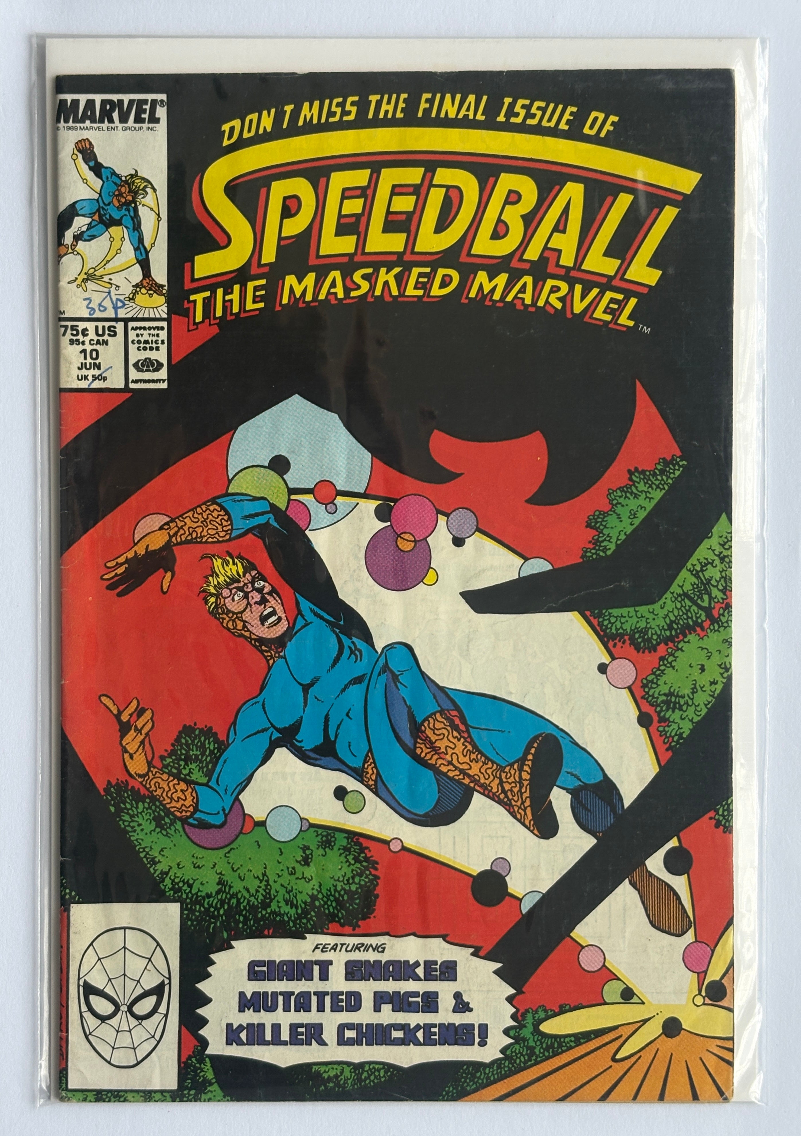 Speedball #10 The Masked Marvel - Marvel Comics June 1989 FN 6.0