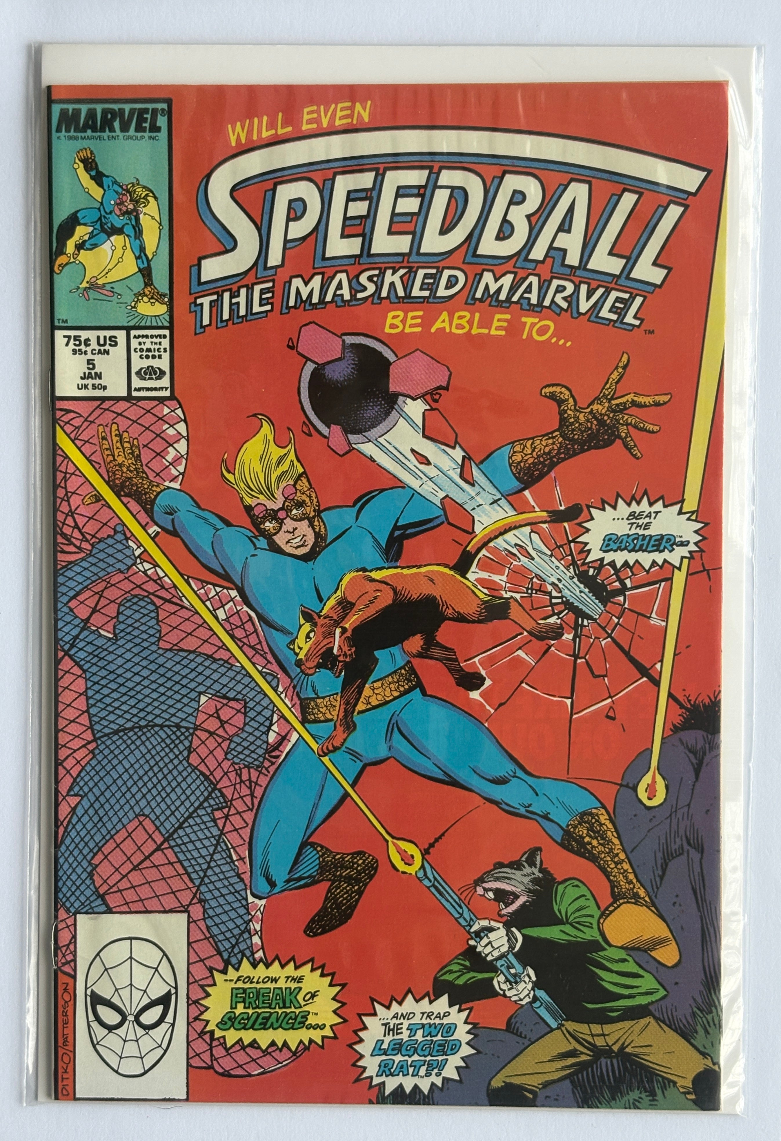 Speedball #5 The Masked Marvel - Marvel Comics January 1989 VF 8.0