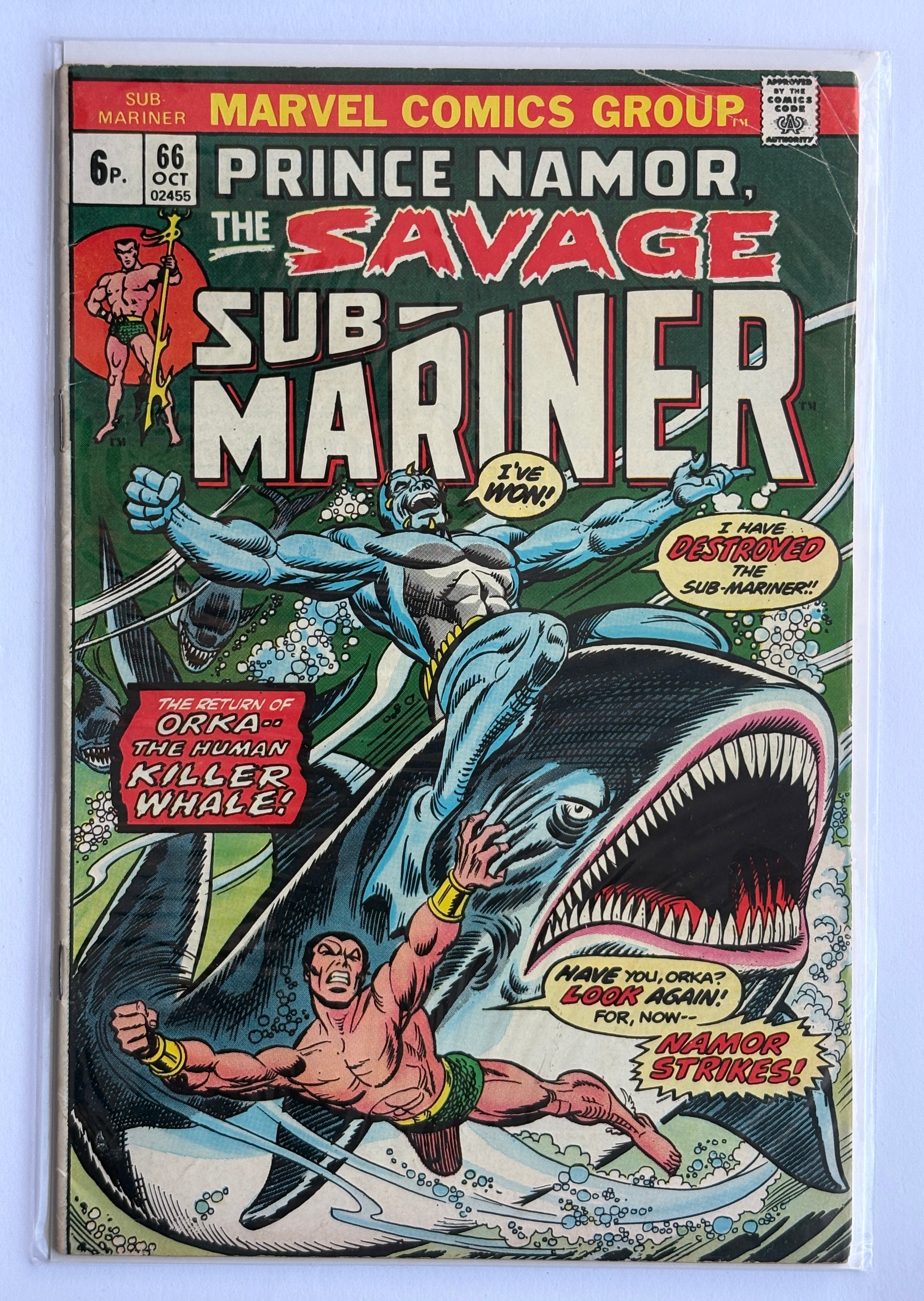 Prince Namor, The Sub-Mariner #66 - UK Variant October 1973 FN 6.0